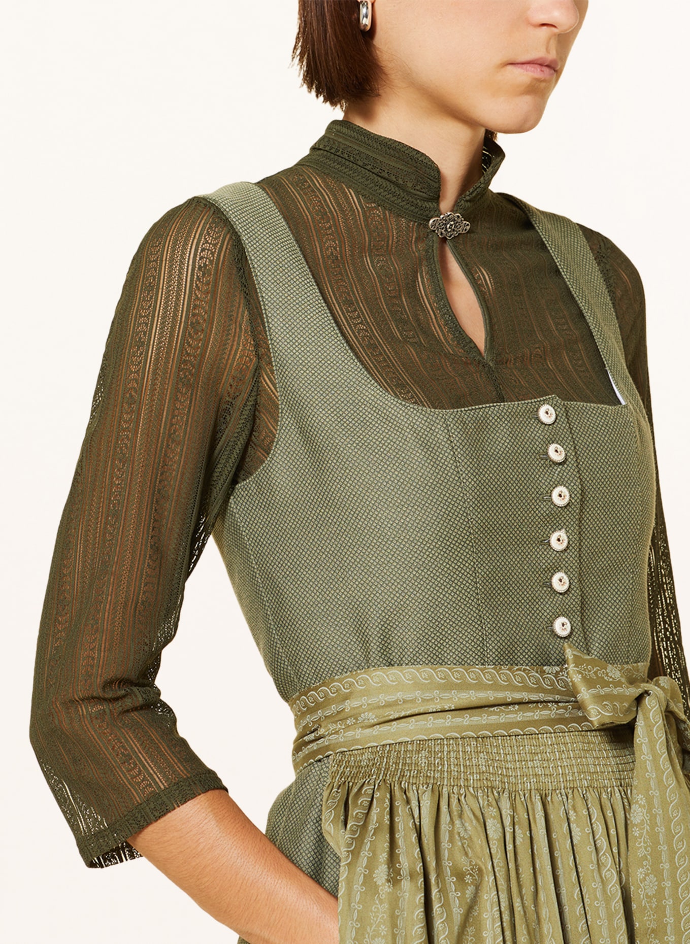BERWIN & WOLFF Dirndl blouse made of crochet lace, Color: OLIVE (Image 3)