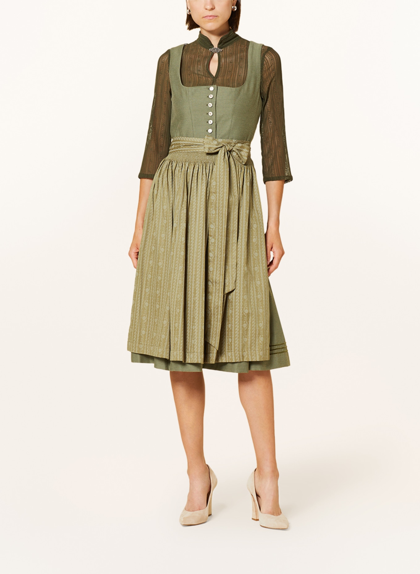BERWIN & WOLFF Dirndl blouse made of crochet lace, Color: OLIVE (Image 4)