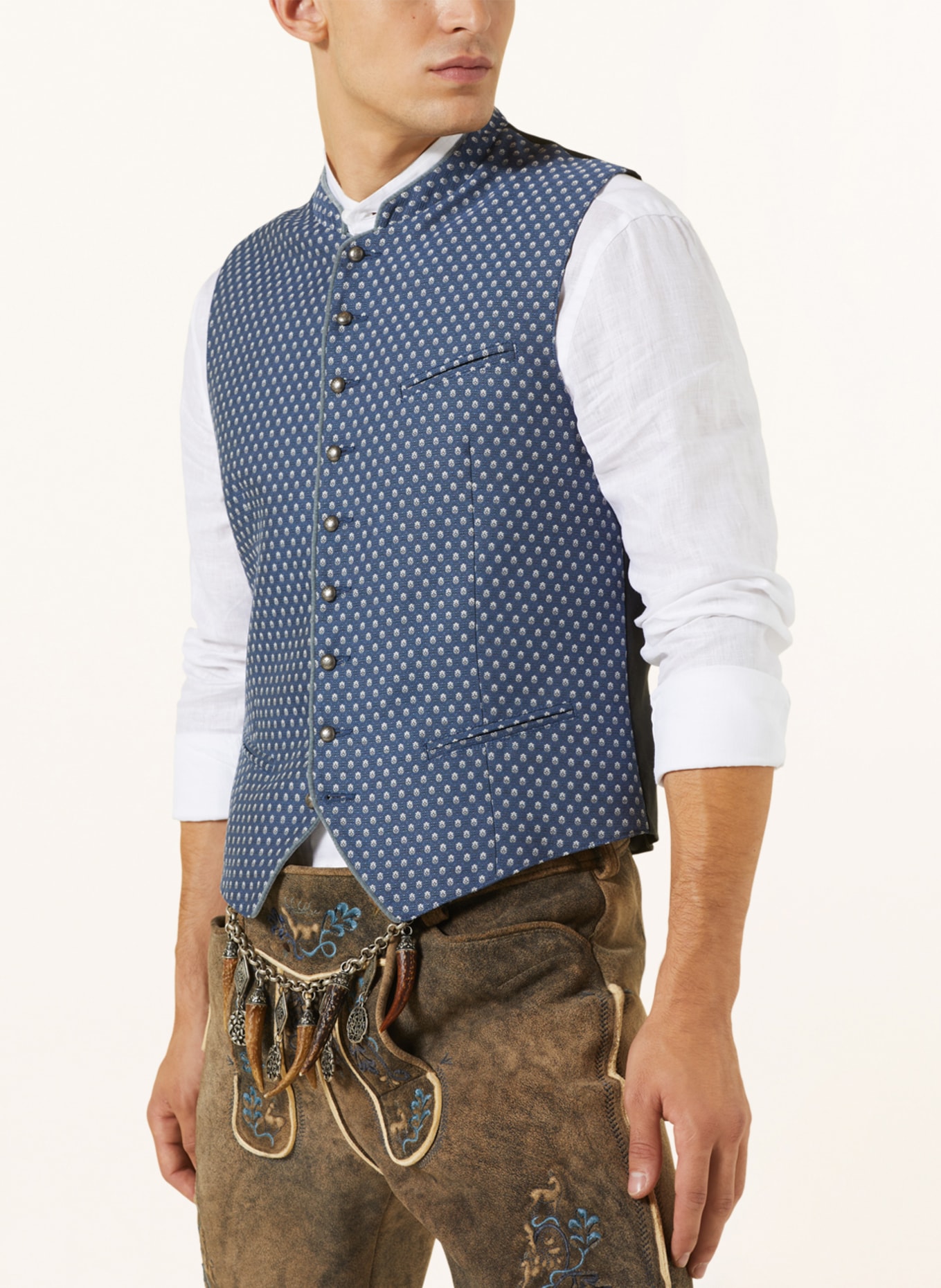 Hammerschmid Trachten waistcoat ROBERT, Color: LIGHT BLUE/ WHITE/ BLUE (Image 4)