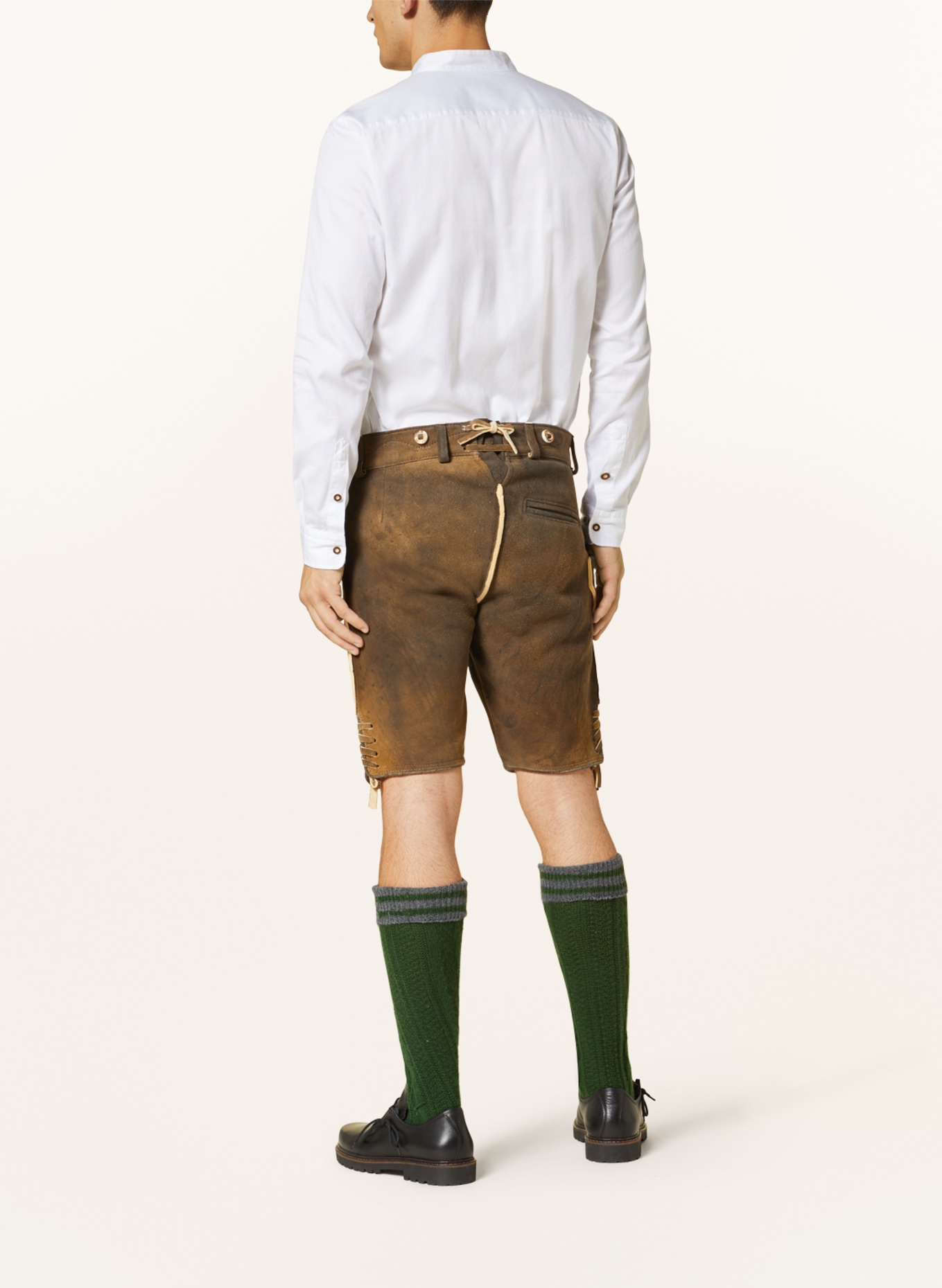 OSTARRICHI Spodnie skórzane w stylu ludowym HIRSCHRUF, Kolor: CIEMNOBRĄZOWY (Obrazek 3)