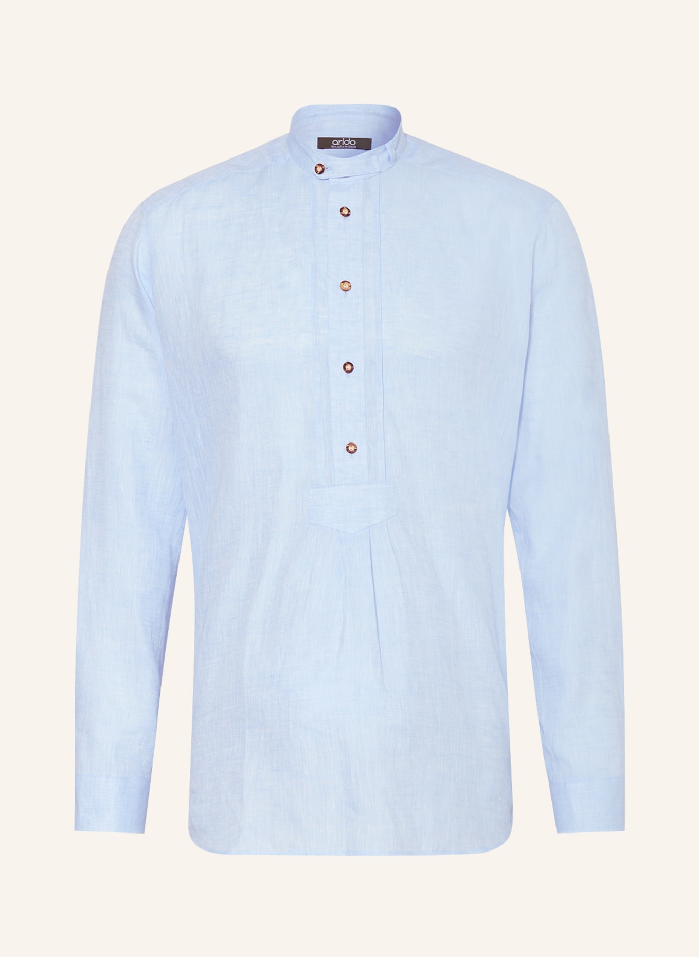 arido Trachten shirt regular fit made of linen with stand-up collar, Color: LIGHT BLUE (Image 1)