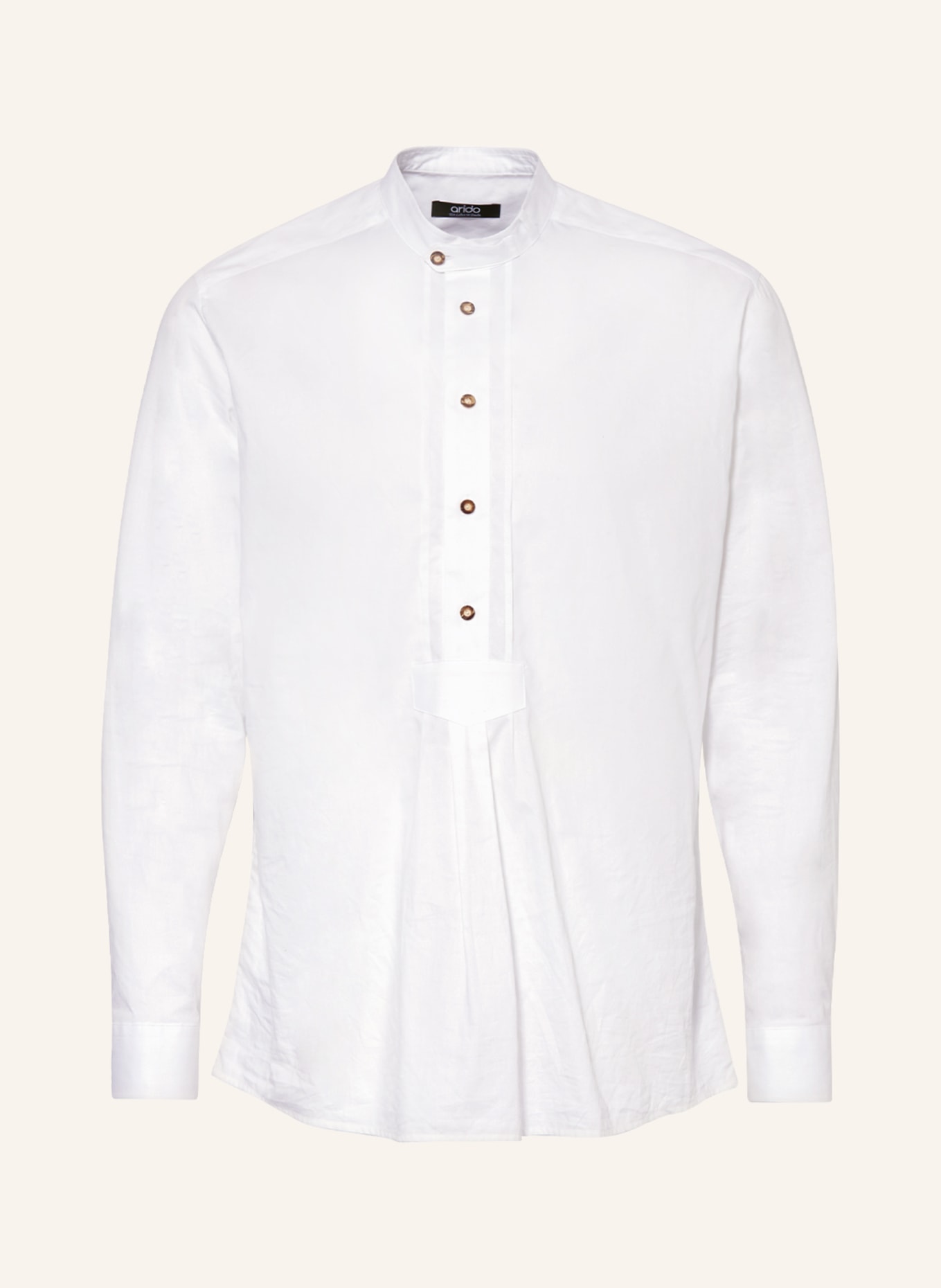 arido Trachten shirt regular fit with stand-up collar, Color: WHITE (Image 1)