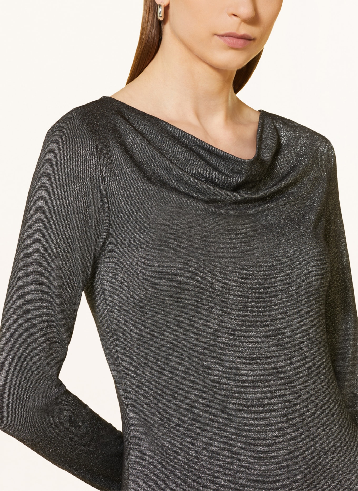 darling harbour Long sleeve shirt with glitter thread, Color: SCHWARZ (Image 4)