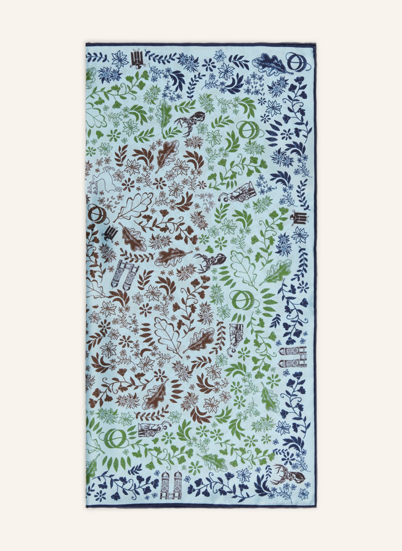 CODELLO Silk scarf, Color: LIGHT BLUE/ DARK BROWN/ GREEN (Image 1)