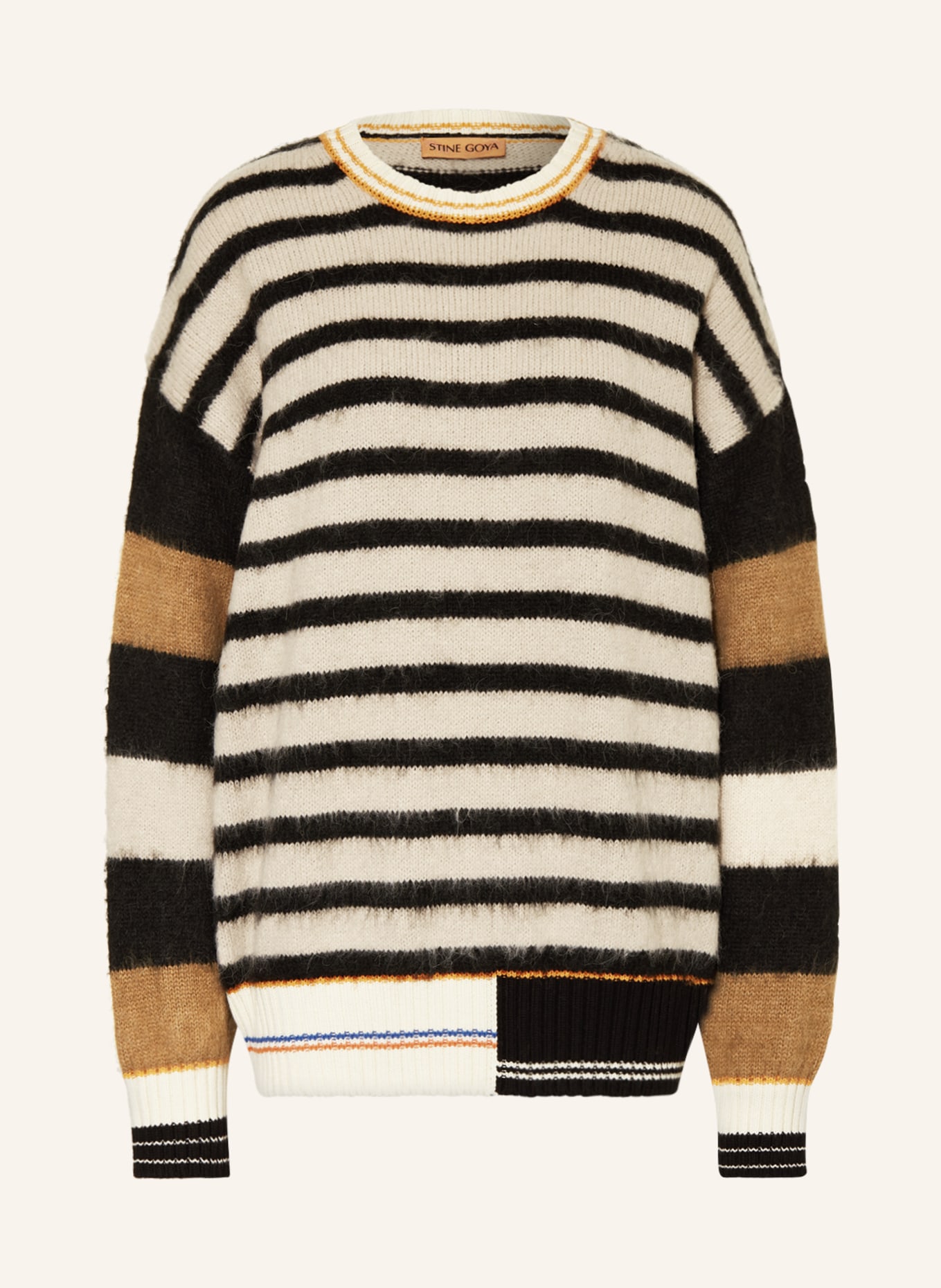 STINE GOYA Sweater SHEA, Color: BLACK/ CAMEL/ ECRU (Image 1)