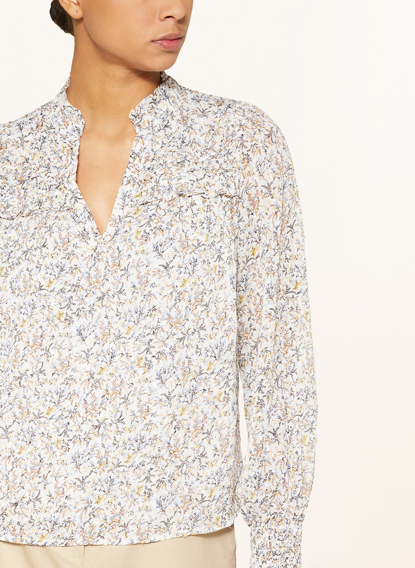 NEO NOIR Shirt blouse RHIA with glitter thread, Color: CREAM/ BROWN/ LIGHT BLUE (Image 4)