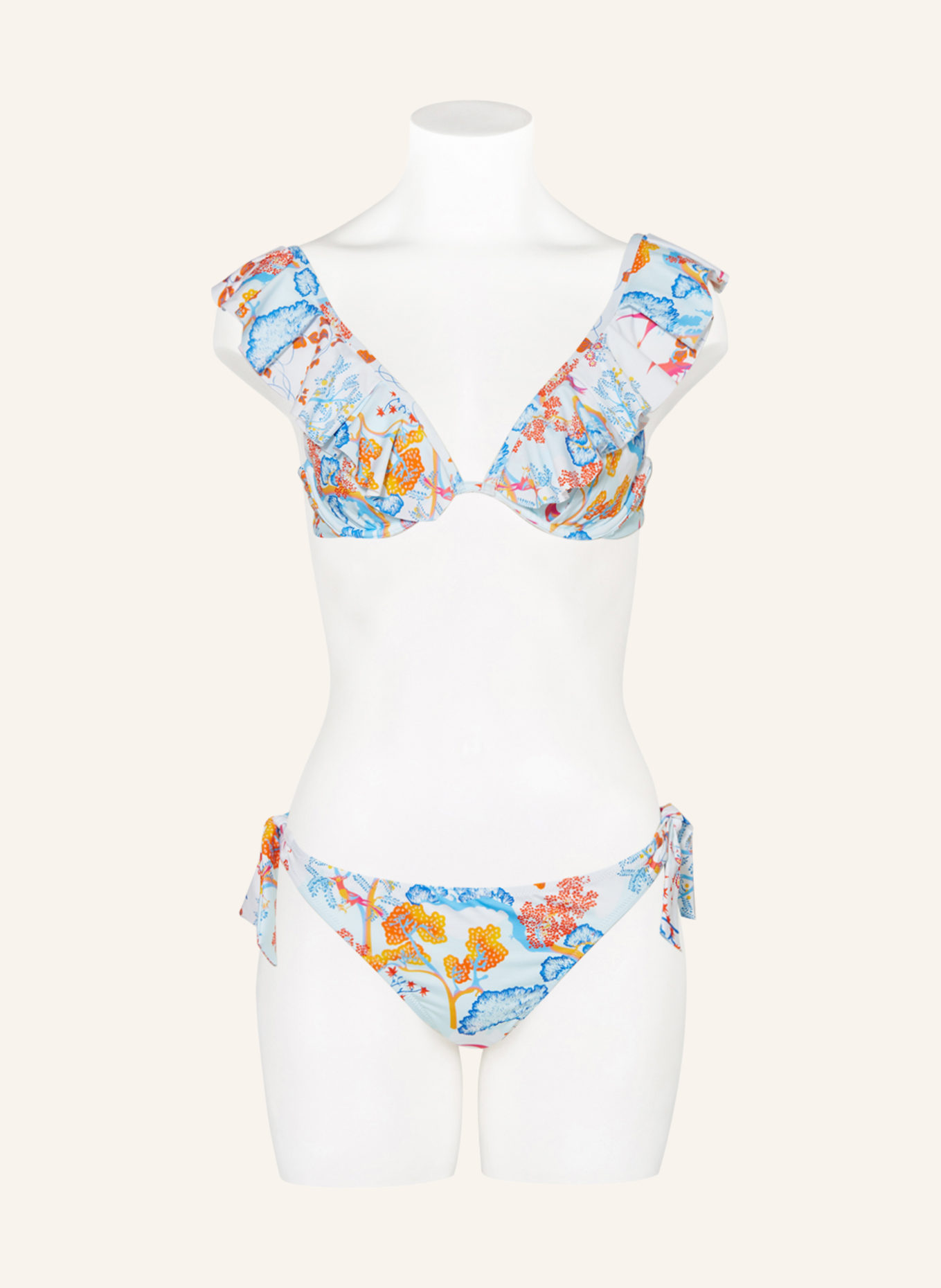 VILEBREQUIN Underwired bikini top PEACEFUL TREES LIZZY, Color: WHITE/ BLUE/ ORANGE (Image 2)