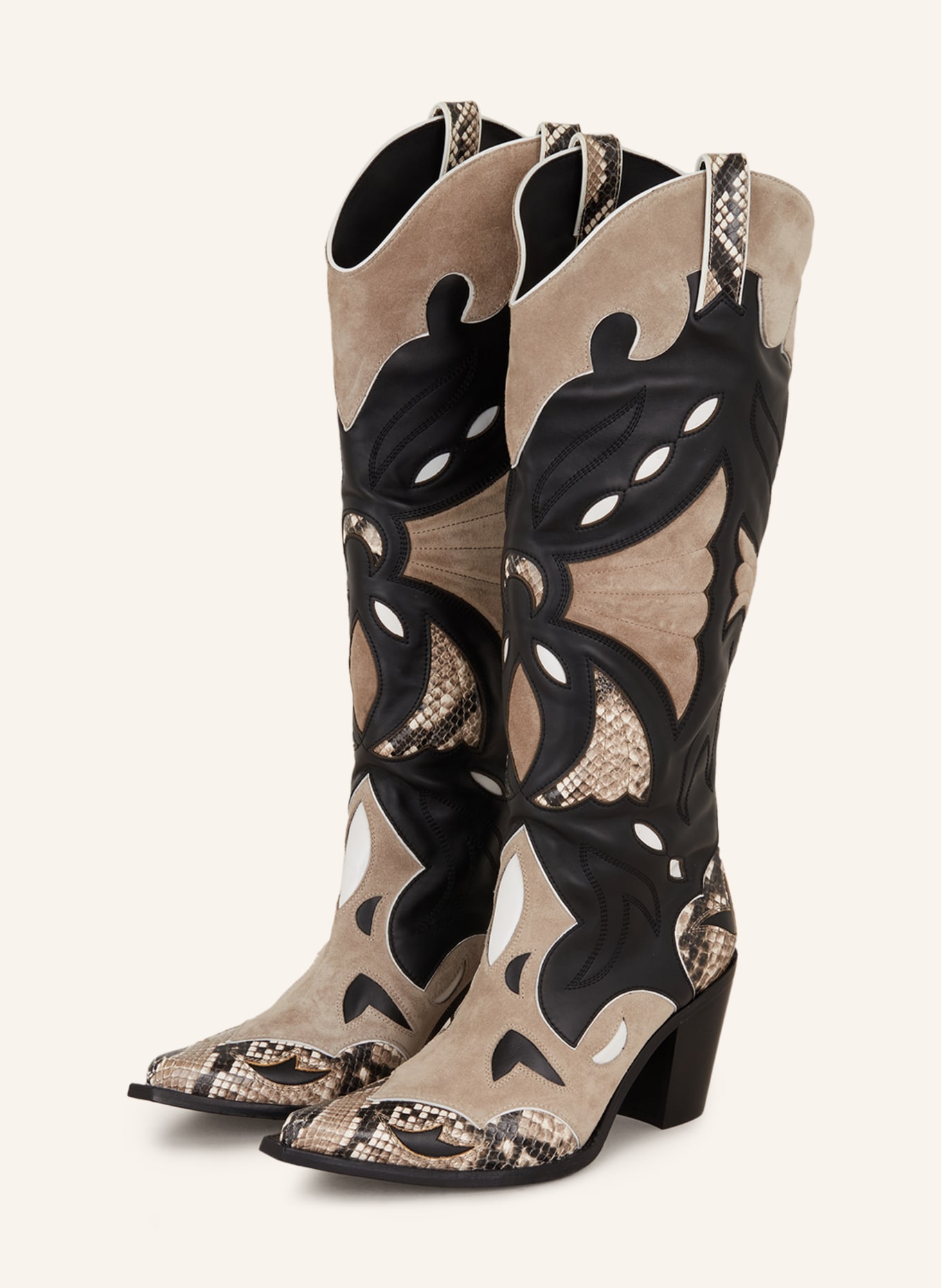 FREE LANCE Cowboy Boots ANNIE 80, Color: BLACK/ BROWN/ WHITE (Image 1)