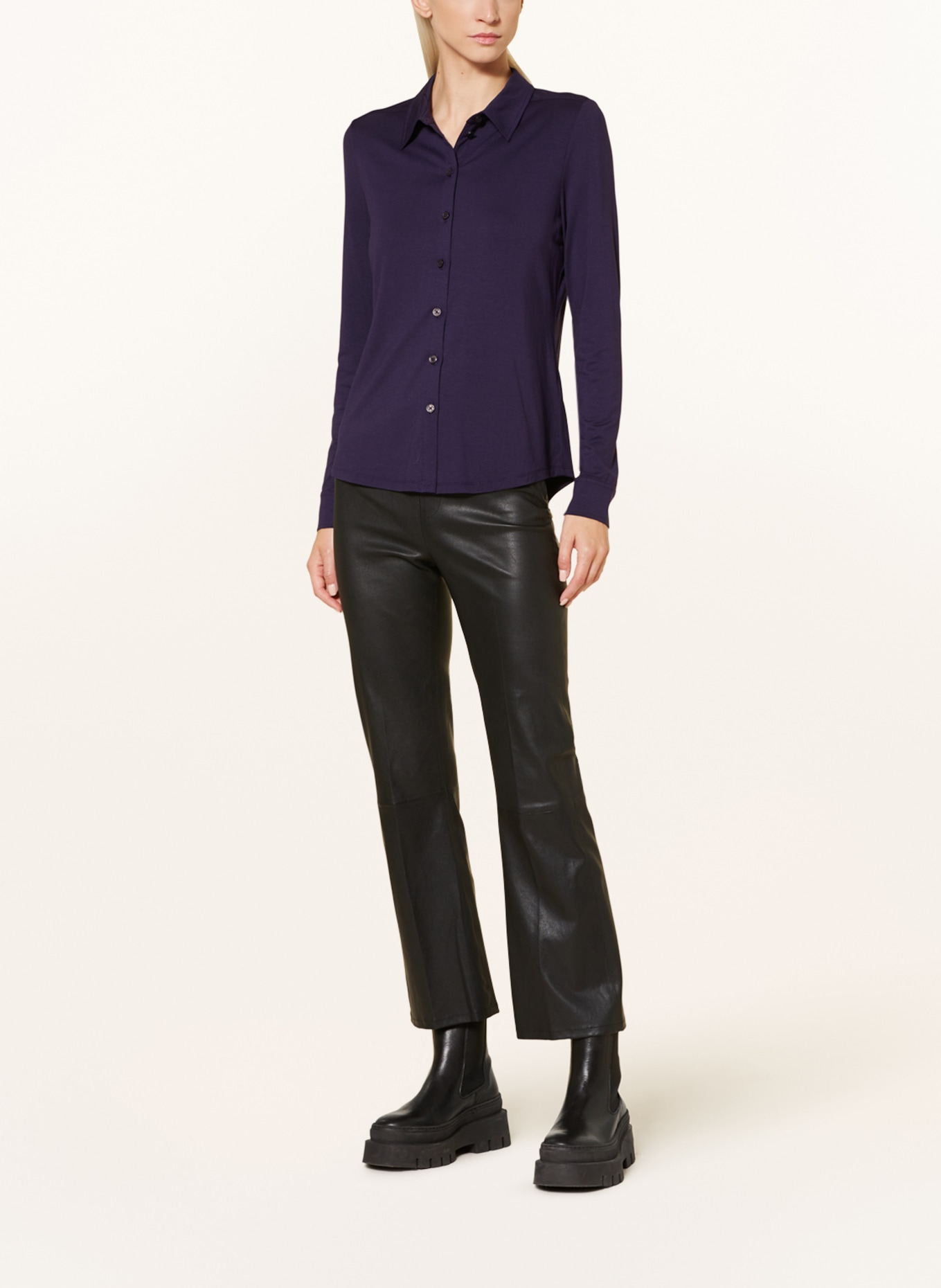 Marc O'Polo Shirt blouse made of jersey, Color: DARK PURPLE (Image 2)