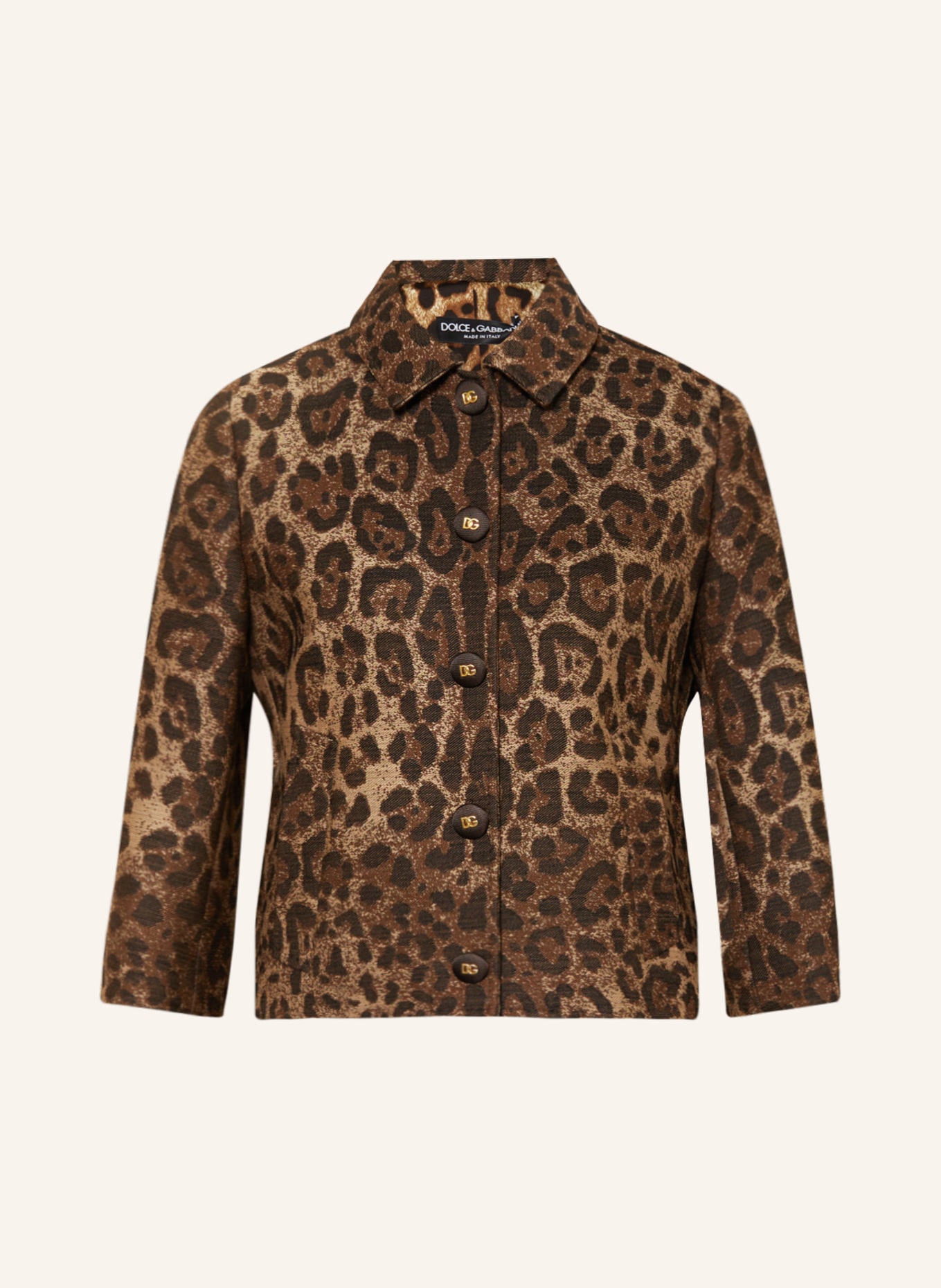 DOLCE & GABBANA Jacquard jacket with 3/4 sleeves, Color: BROWN/ DARK BROWN/ LIGHT BROWN (Image 1)