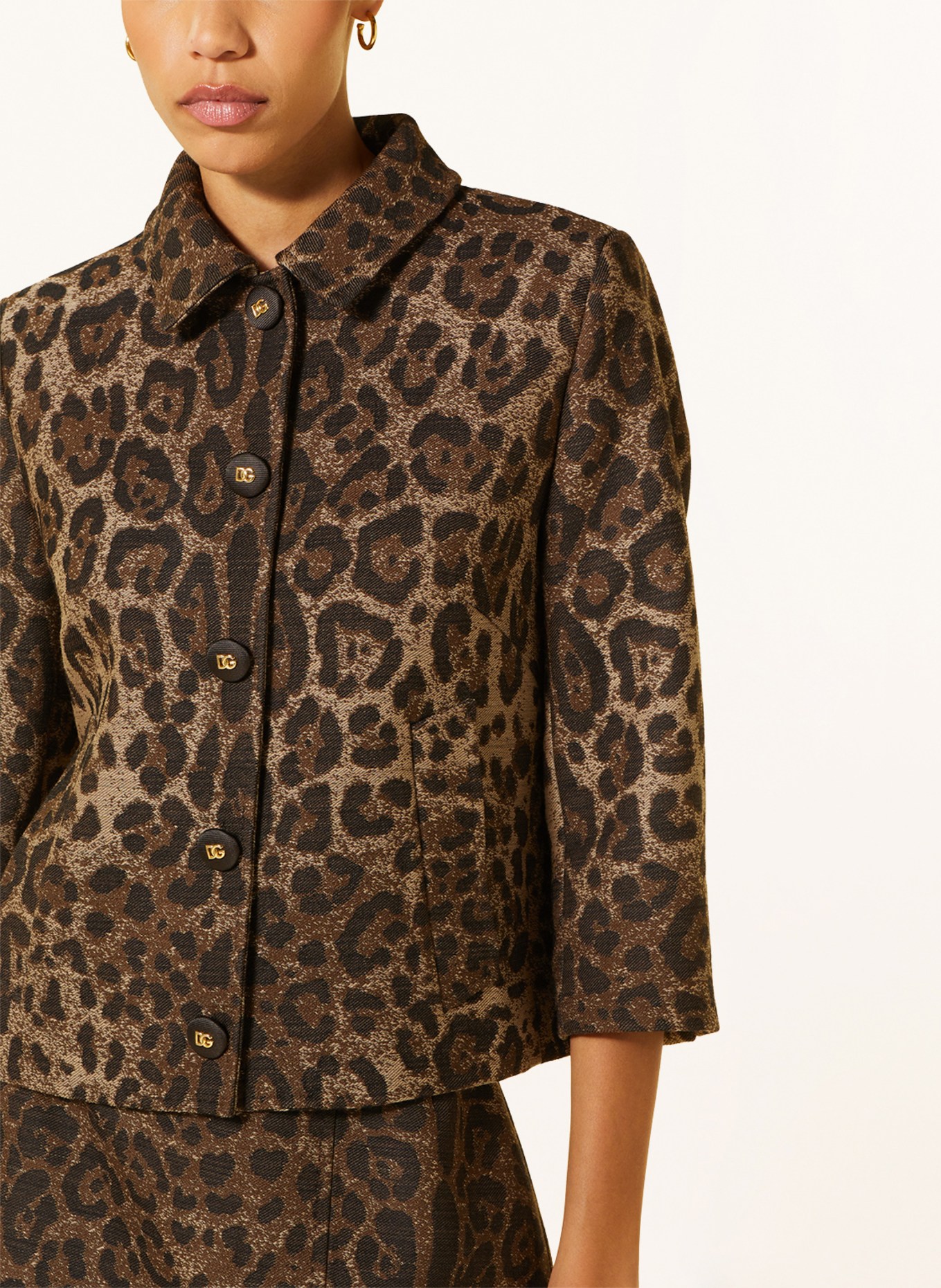 DOLCE & GABBANA Jacquard jacket with 3/4 sleeves, Color: BROWN/ DARK BROWN/ LIGHT BROWN (Image 4)