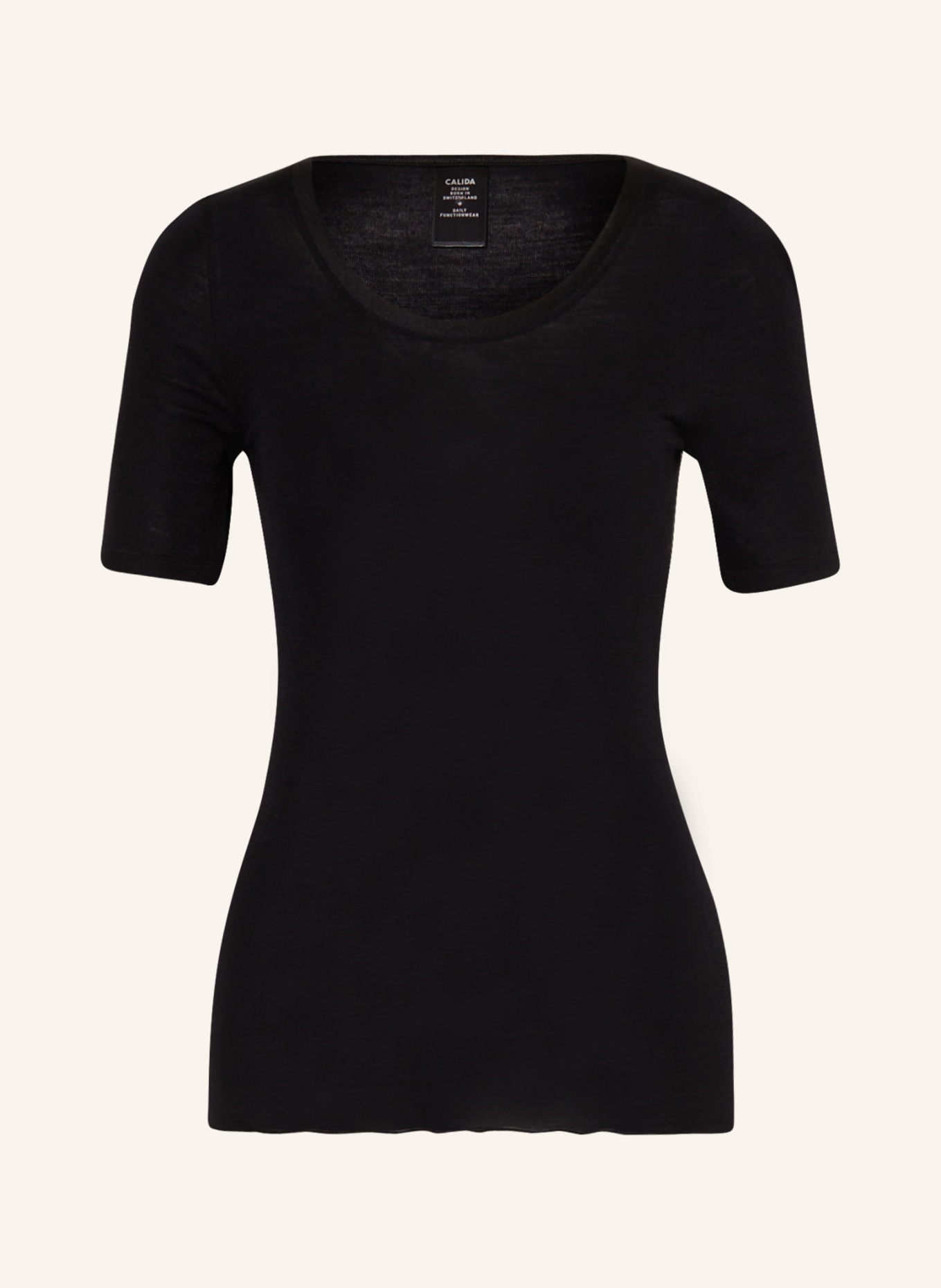 CALIDA Lounge shirt TRUE CONFIDENCE with silk, Color: BLACK (Image 1)