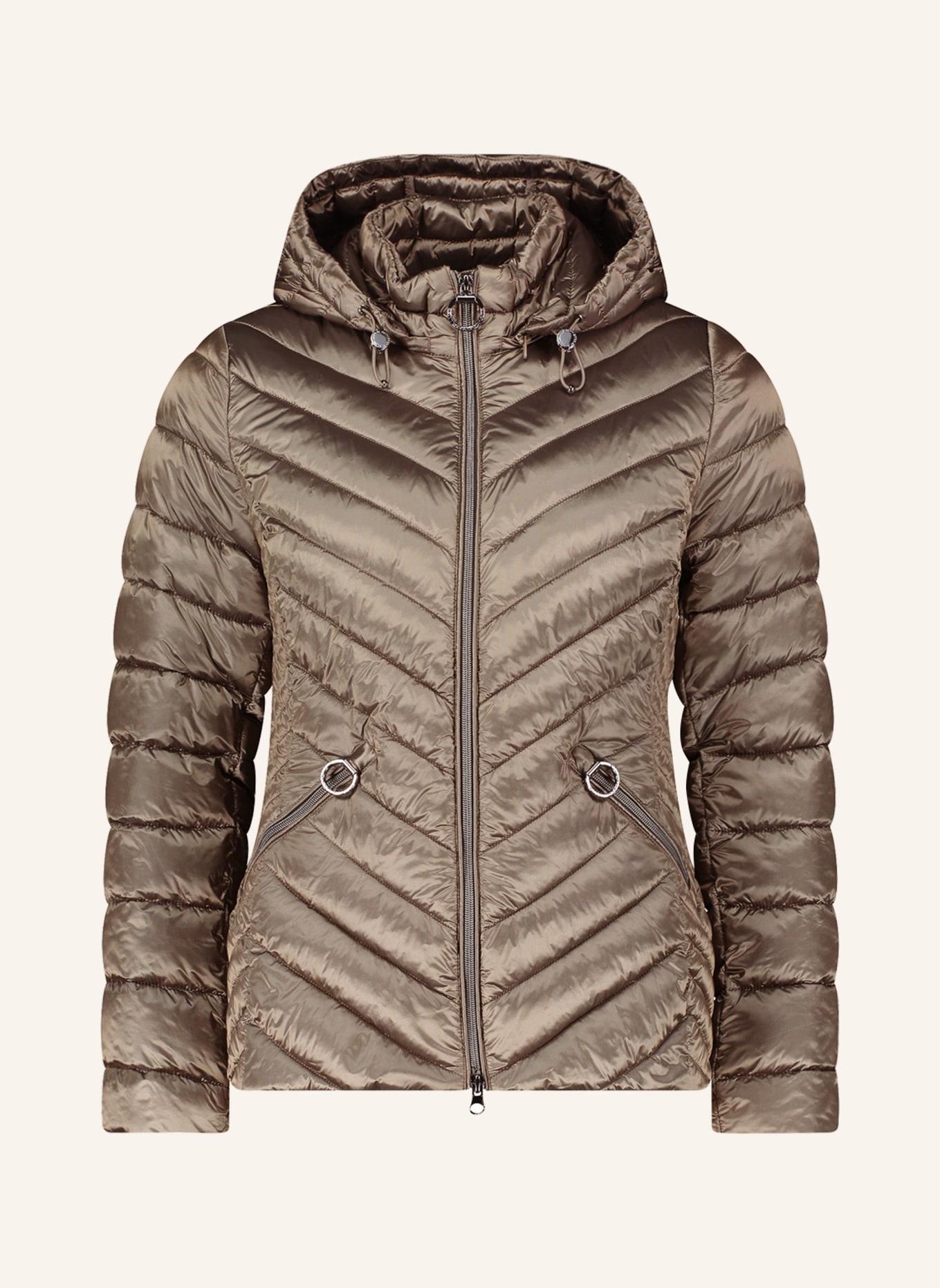 Betty Barclay Quilted jacket with detachable hood, Color: TAUPE (Image 1)