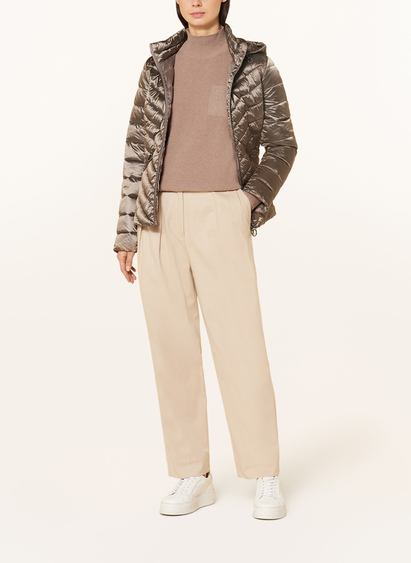 Betty Barclay Quilted jacket with detachable hood, Color: TAUPE (Image 2)