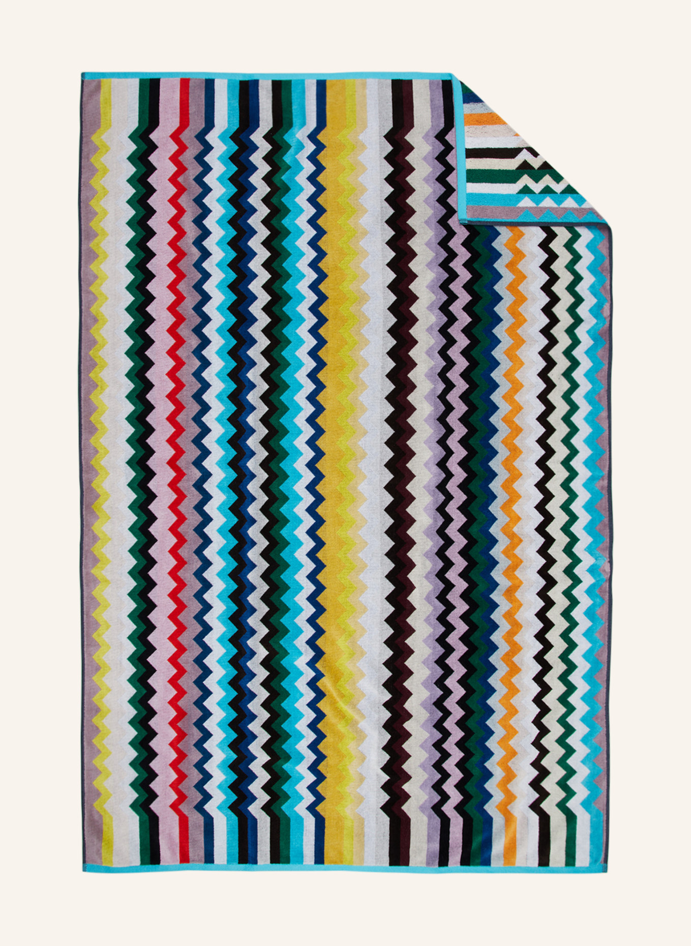 MISSONI Home Bath towel CARLIE, Color: TURQUOISE/ LIGHT YELLOW/ RED (Image 1)