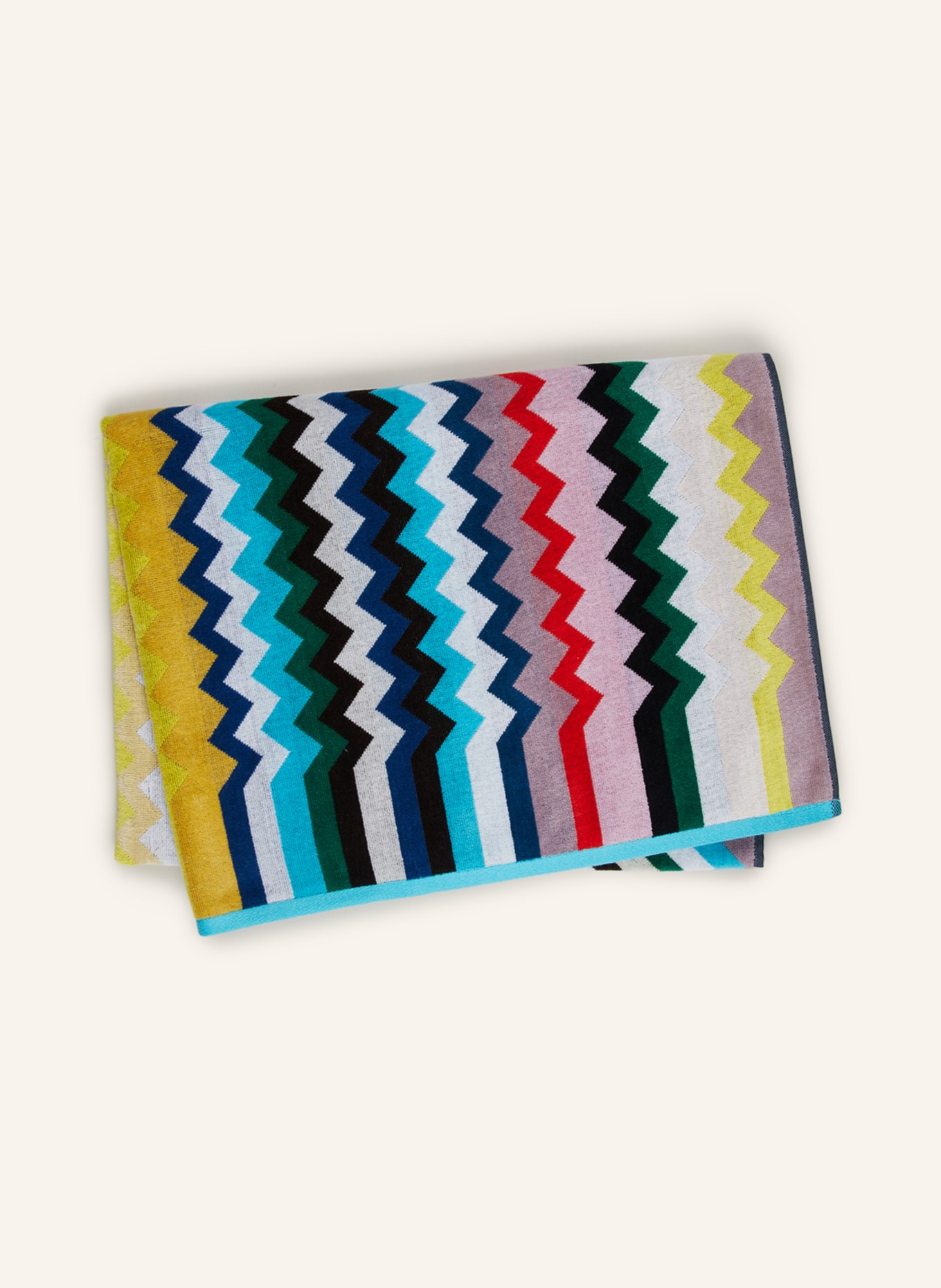 MISSONI Home Bath towel CARLIE, Color: TURQUOISE/ LIGHT YELLOW/ RED (Image 2)