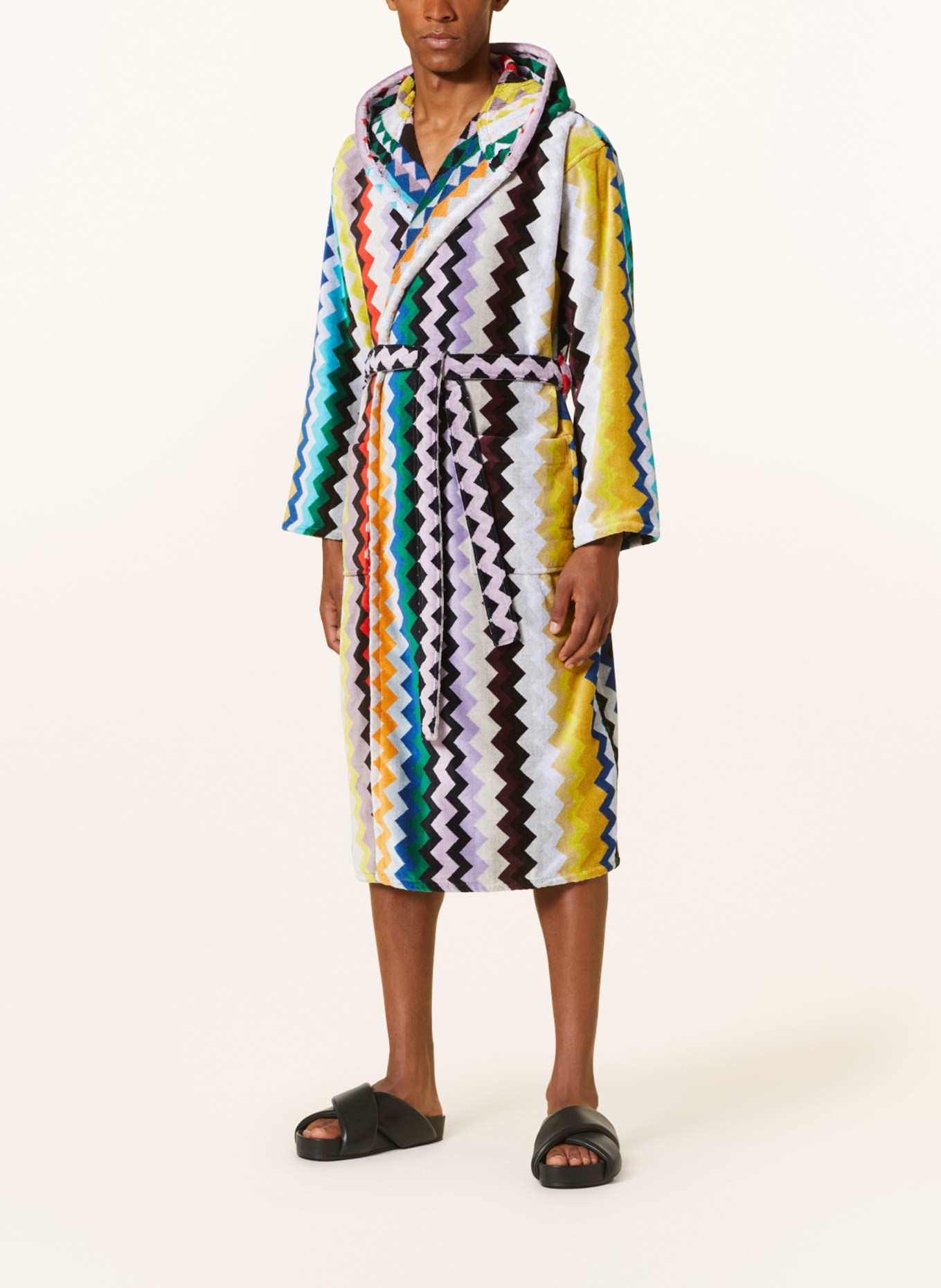 MISSONI Home Unisex bathrobe CARLIE with hood, Color: BEIGE/ PURPLE/ GREEN (Image 2)