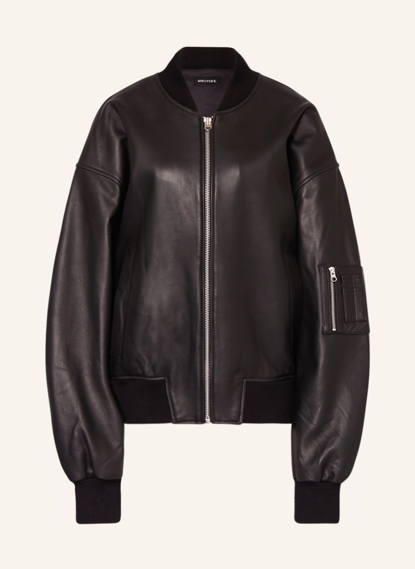 MEOTINE Leather bomber jacket BIANCA, Color: BLACK (Image 1)