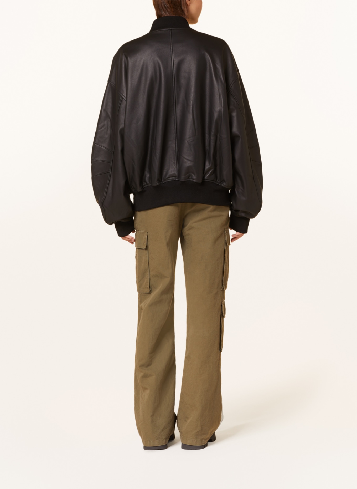 MEOTINE Leather bomber jacket BIANCA, Color: BLACK (Image 3)