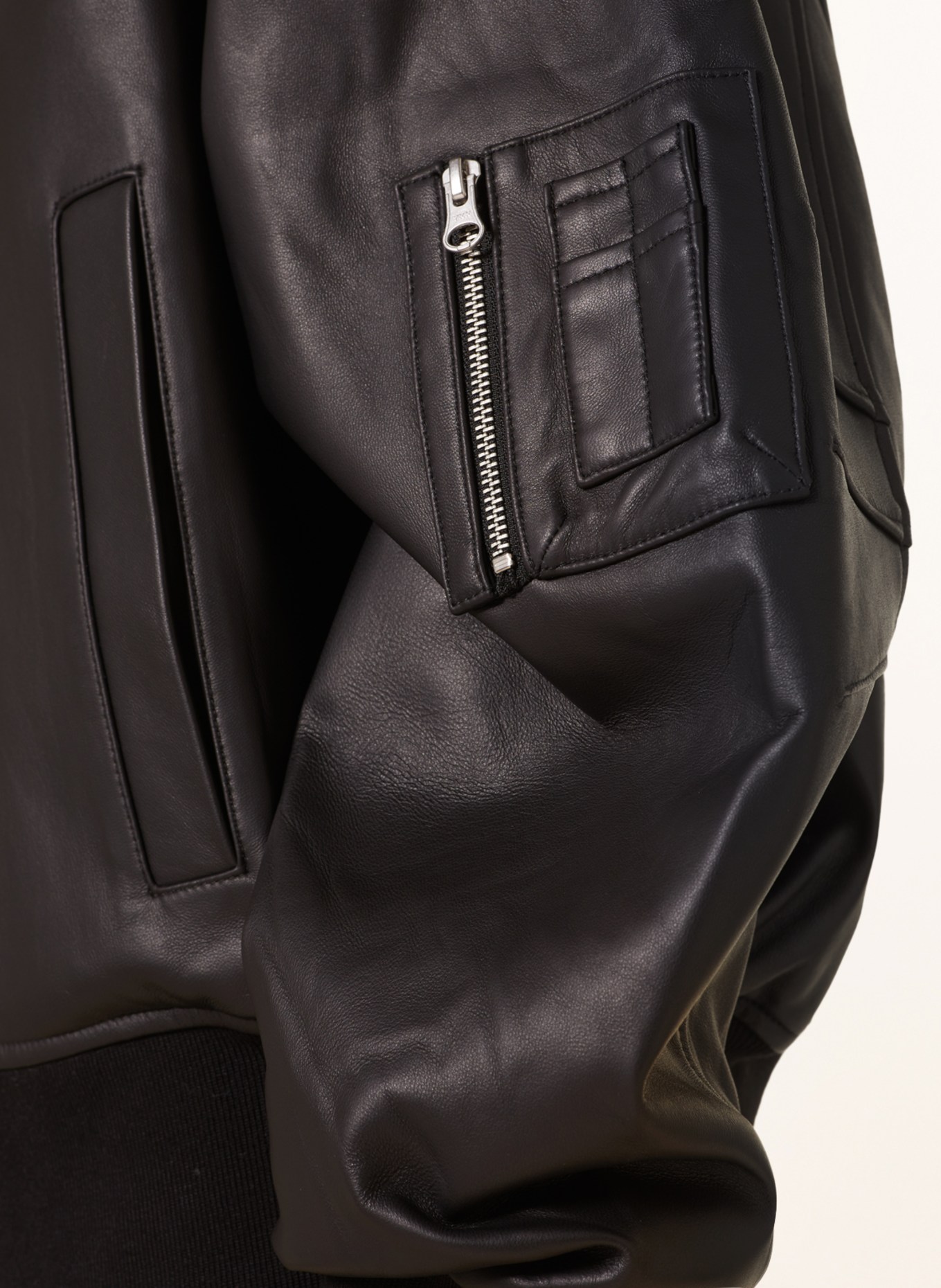 MEOTINE Leather bomber jacket BIANCA, Color: BLACK (Image 4)