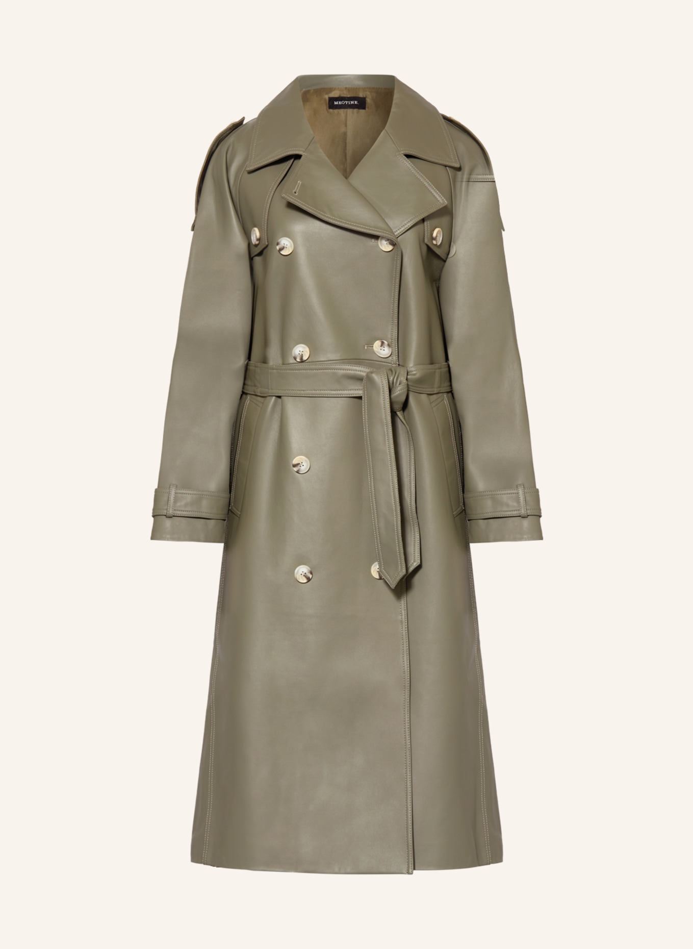 MEOTINE Leather trench coat BOBBY, Color: OLIVE (Image 1)