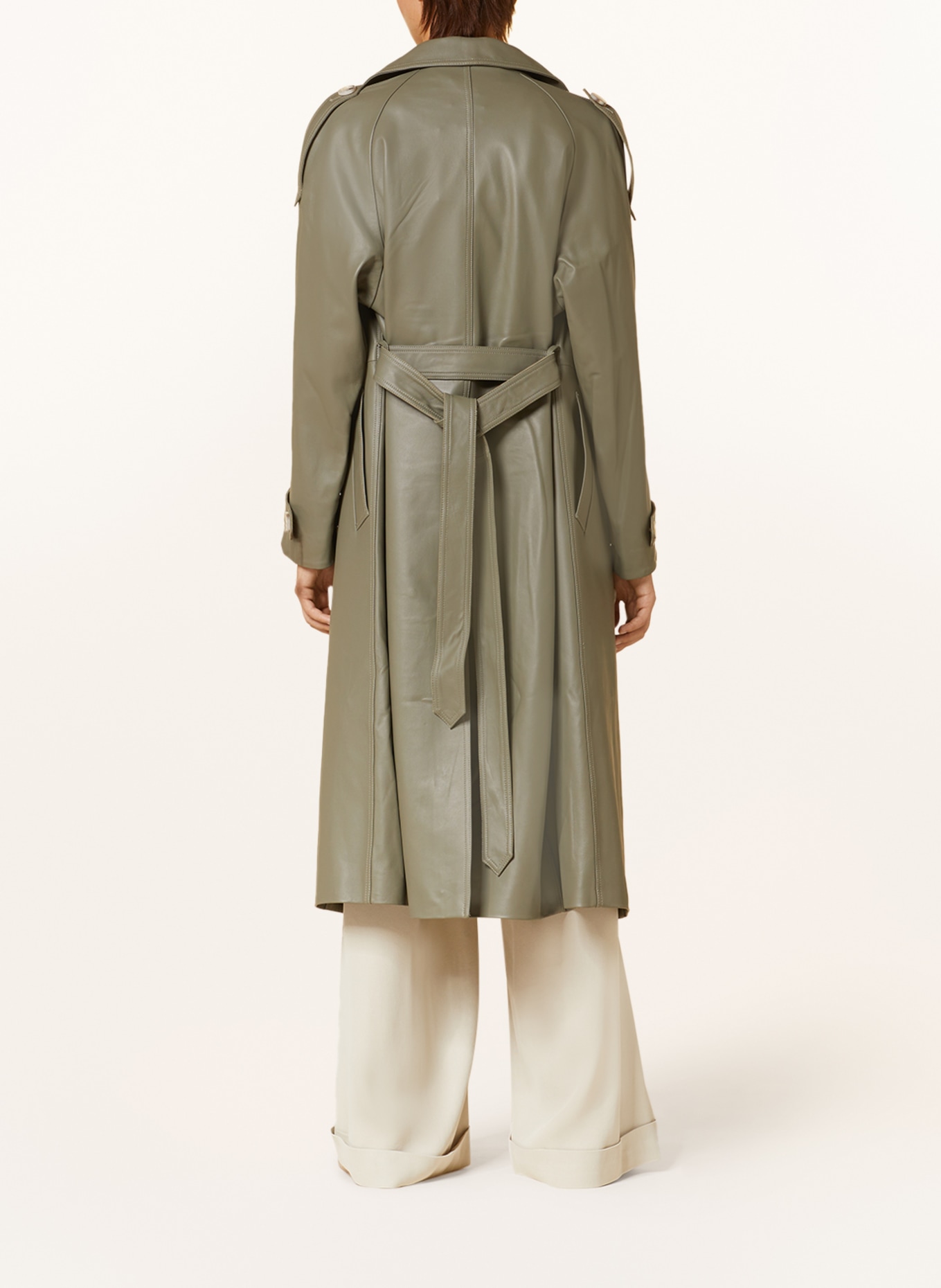 MEOTINE Leather trench coat BOBBY, Color: OLIVE (Image 3)