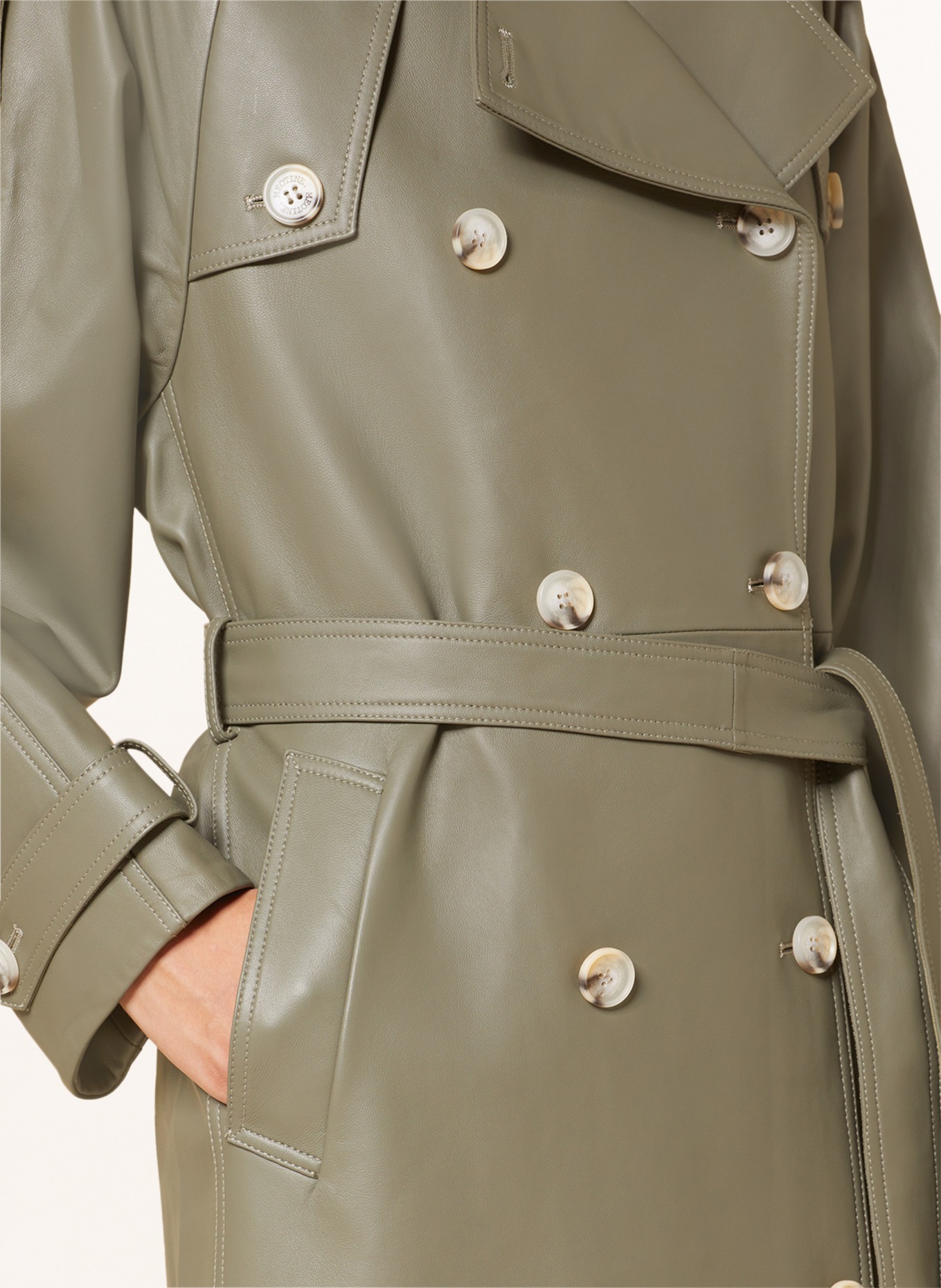 MEOTINE Leather trench coat BOBBY, Color: OLIVE (Image 4)