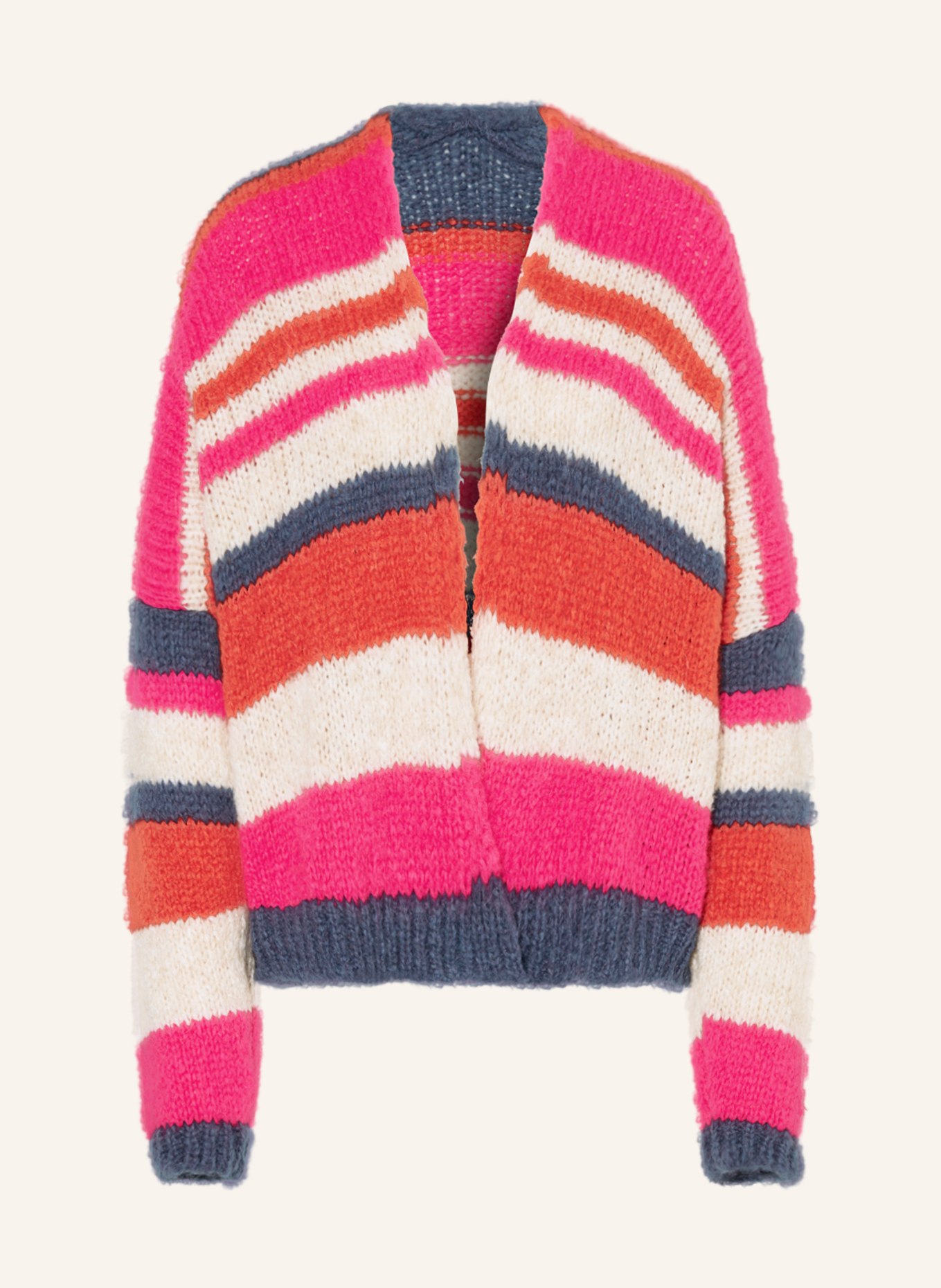 Herrlicher Knit cardigan ALLISTON, Color: PINK/ TEAL/ RED (Image 1)