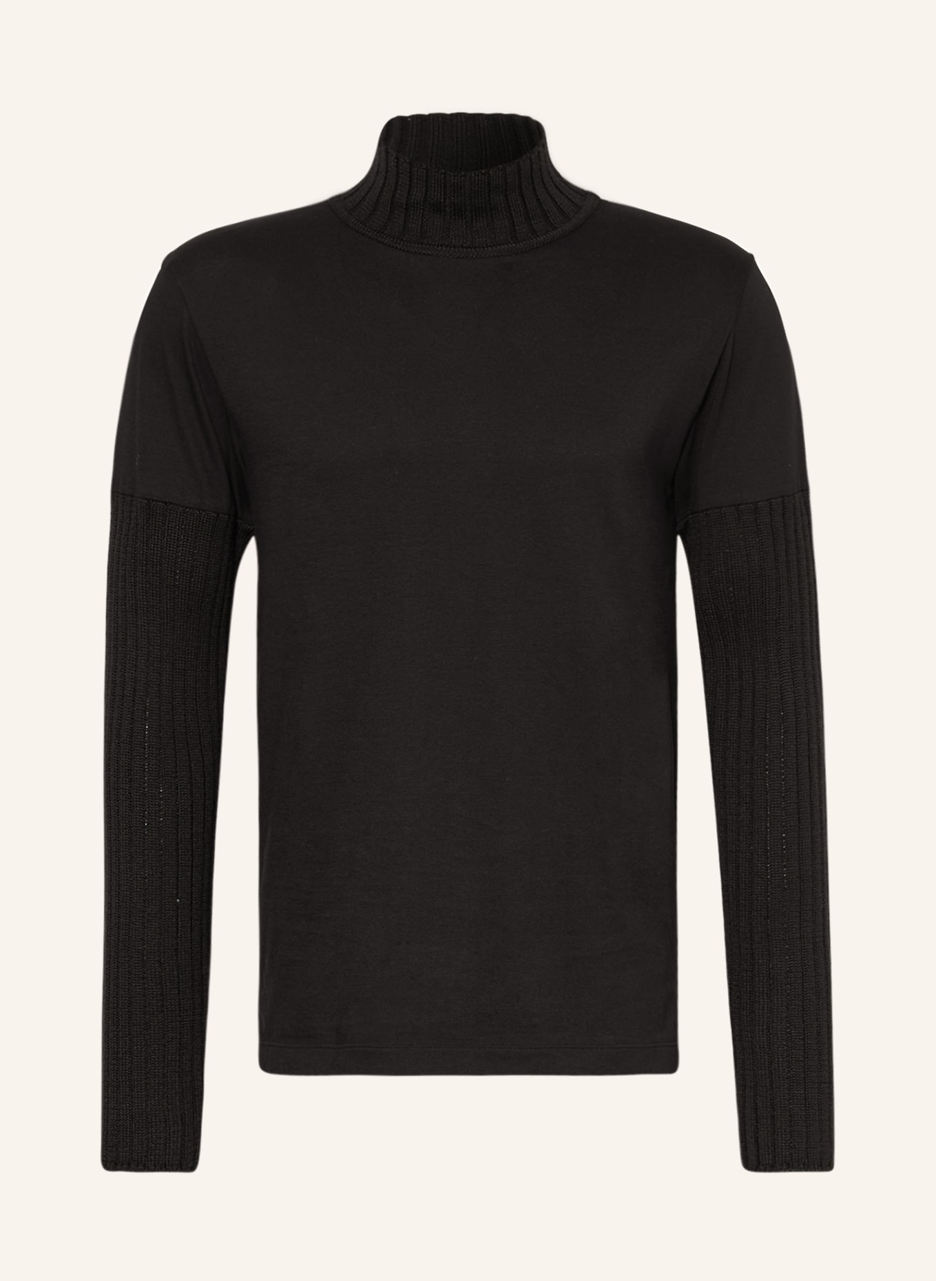 MM6 Maison Margiela Long sleeve shirt in mixed materials, Color: BLACK (Image 1)