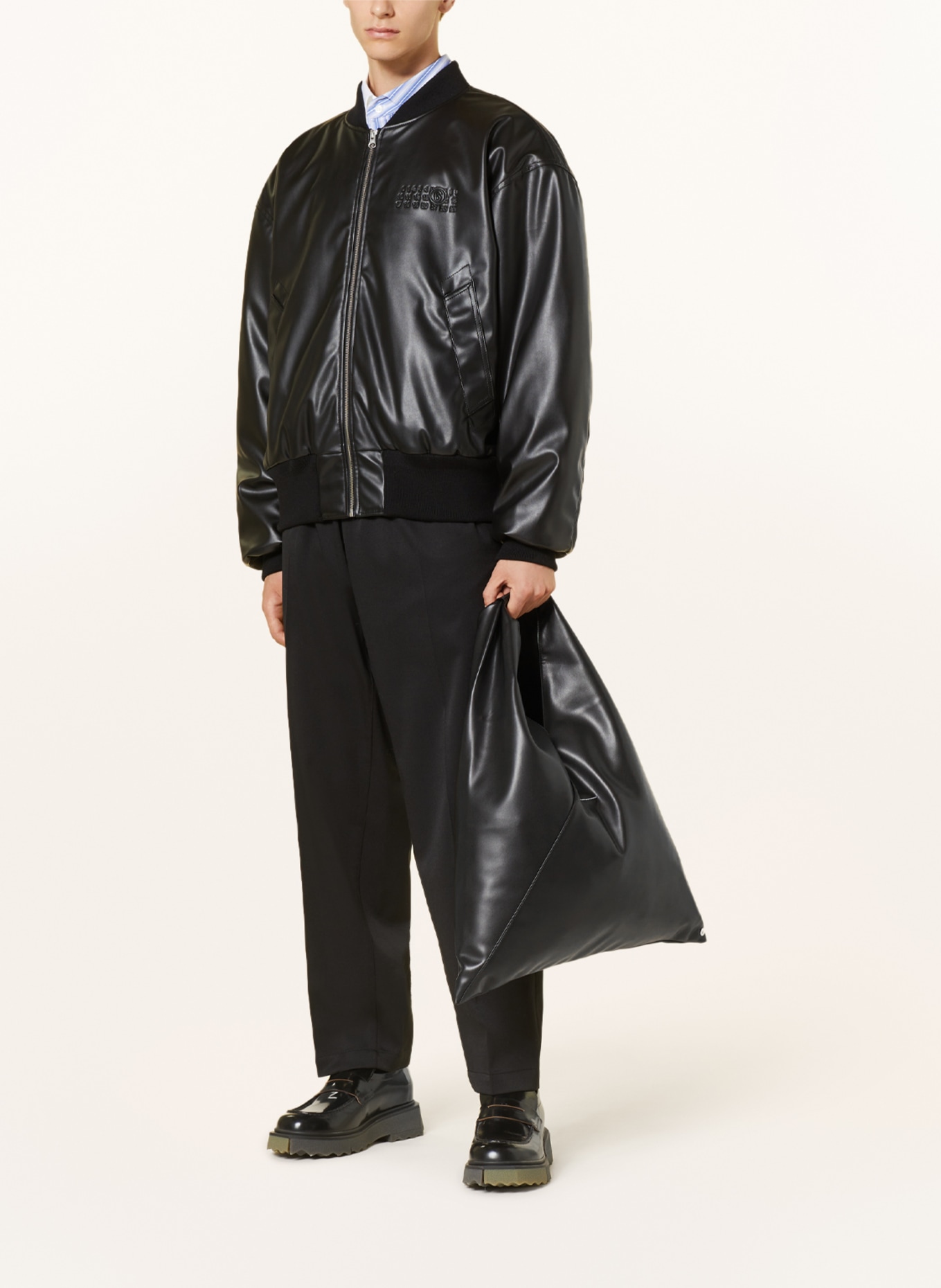 MM6 Maison Margiela Bomber jacket in leather look, Color: BLACK (Image 2)