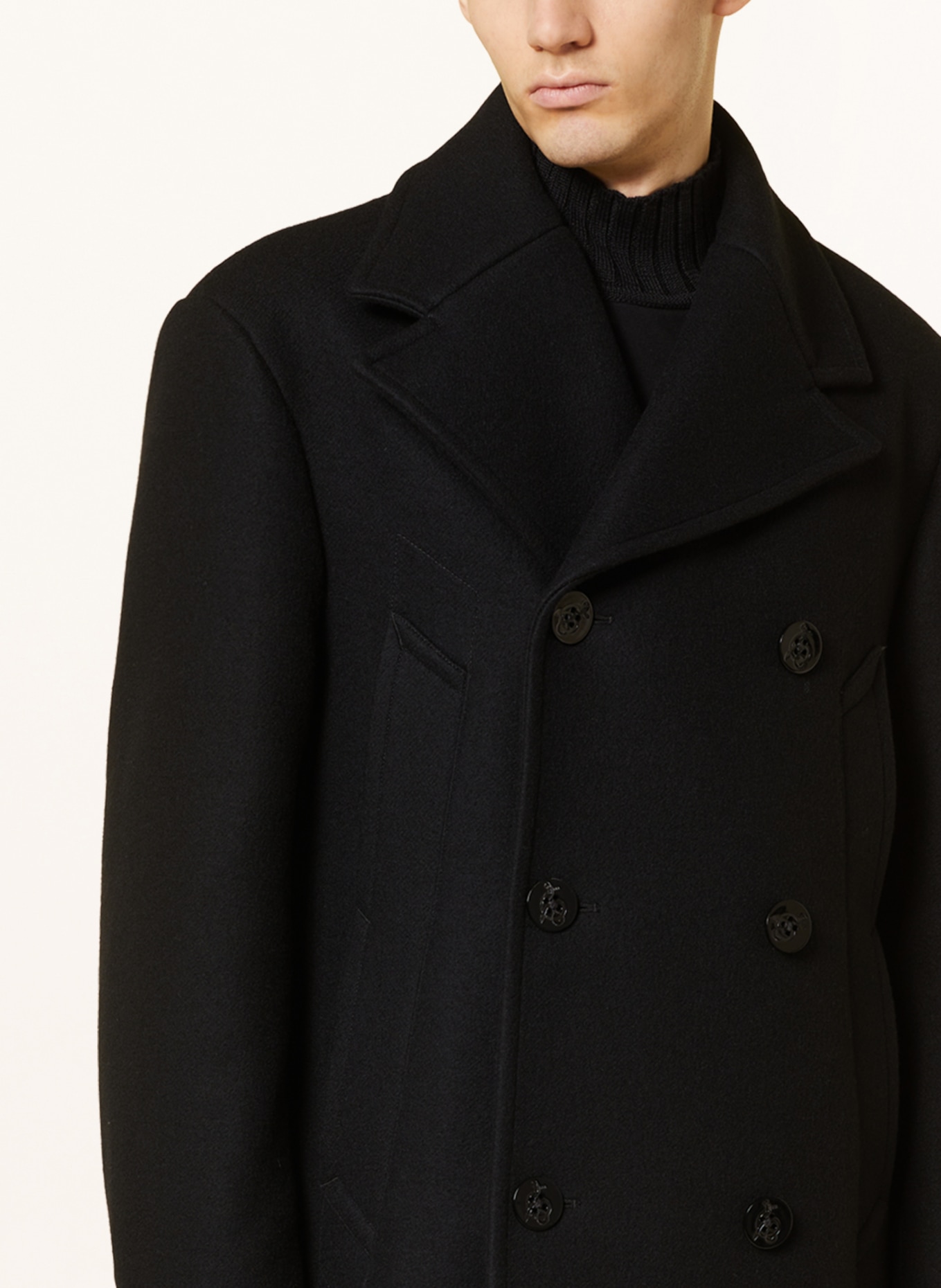 MM6 Maison Margiela Pea coat, Color: BLACK (Image 4)