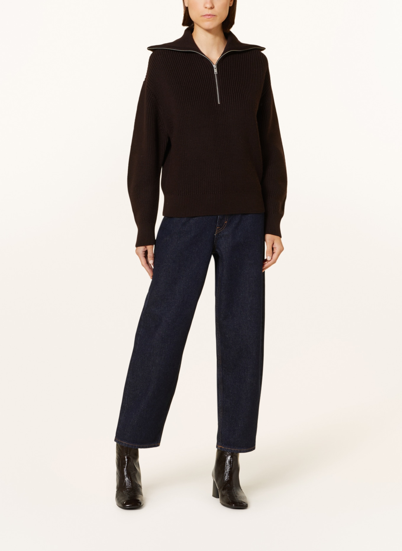 COS Half-zip sweater, Color: DARK BROWN (Image 2)