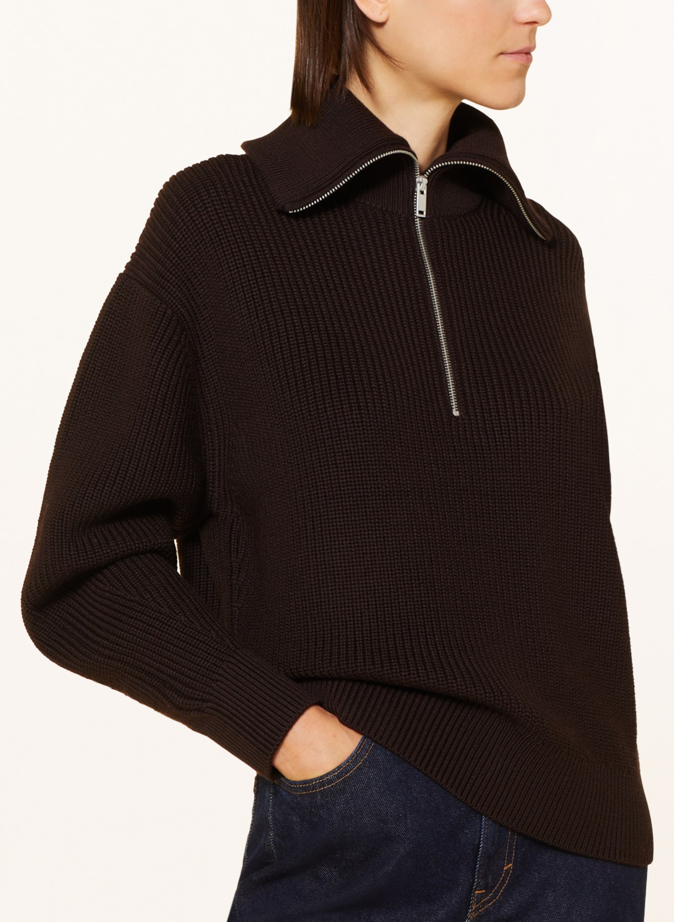 COS Half-zip sweater, Color: DARK BROWN (Image 4)