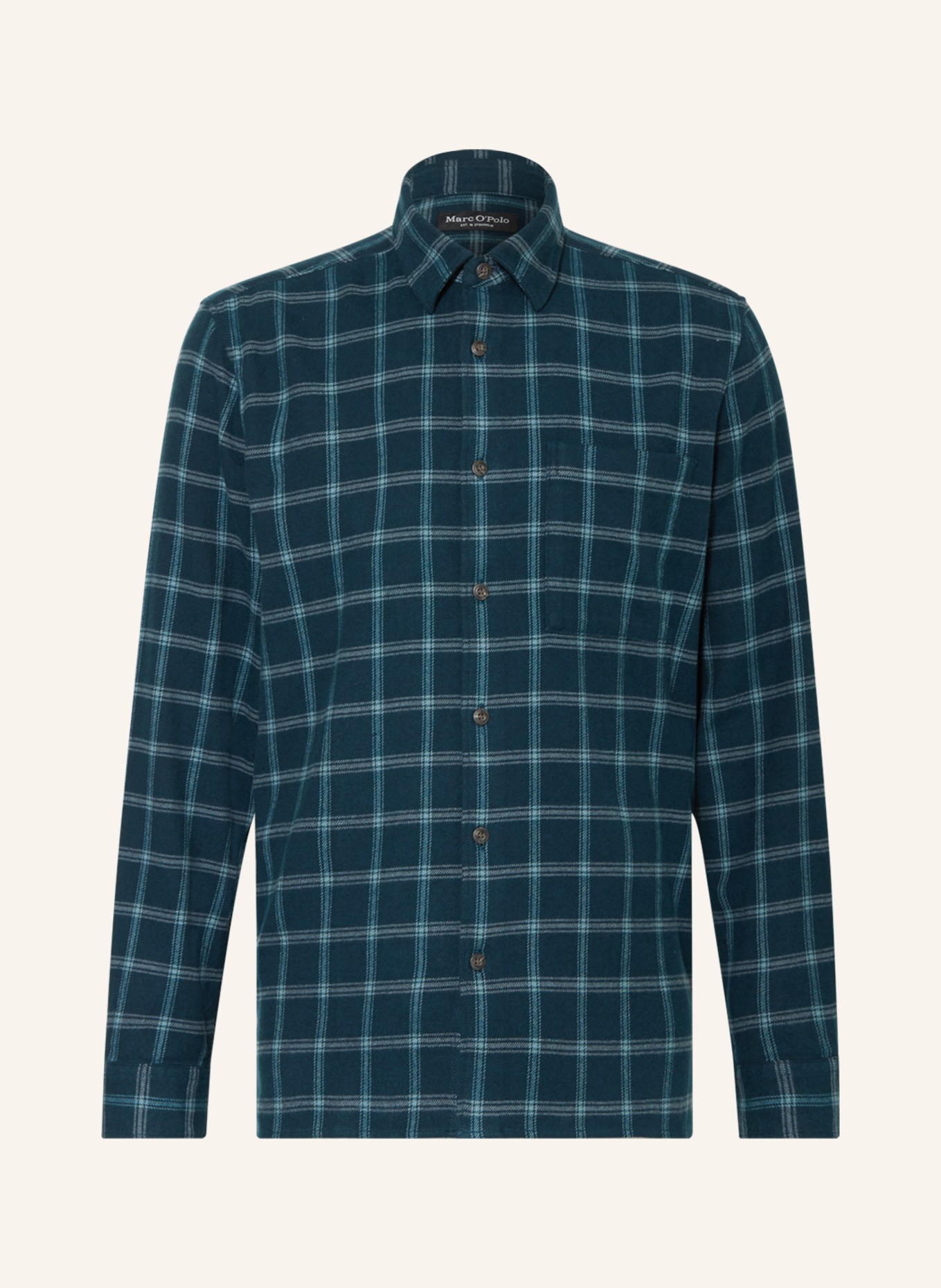 Marc O'Polo Flanellhemd Regular Fit, Farbe: DUNKELGRÜN/ PETROL (Bild 1)