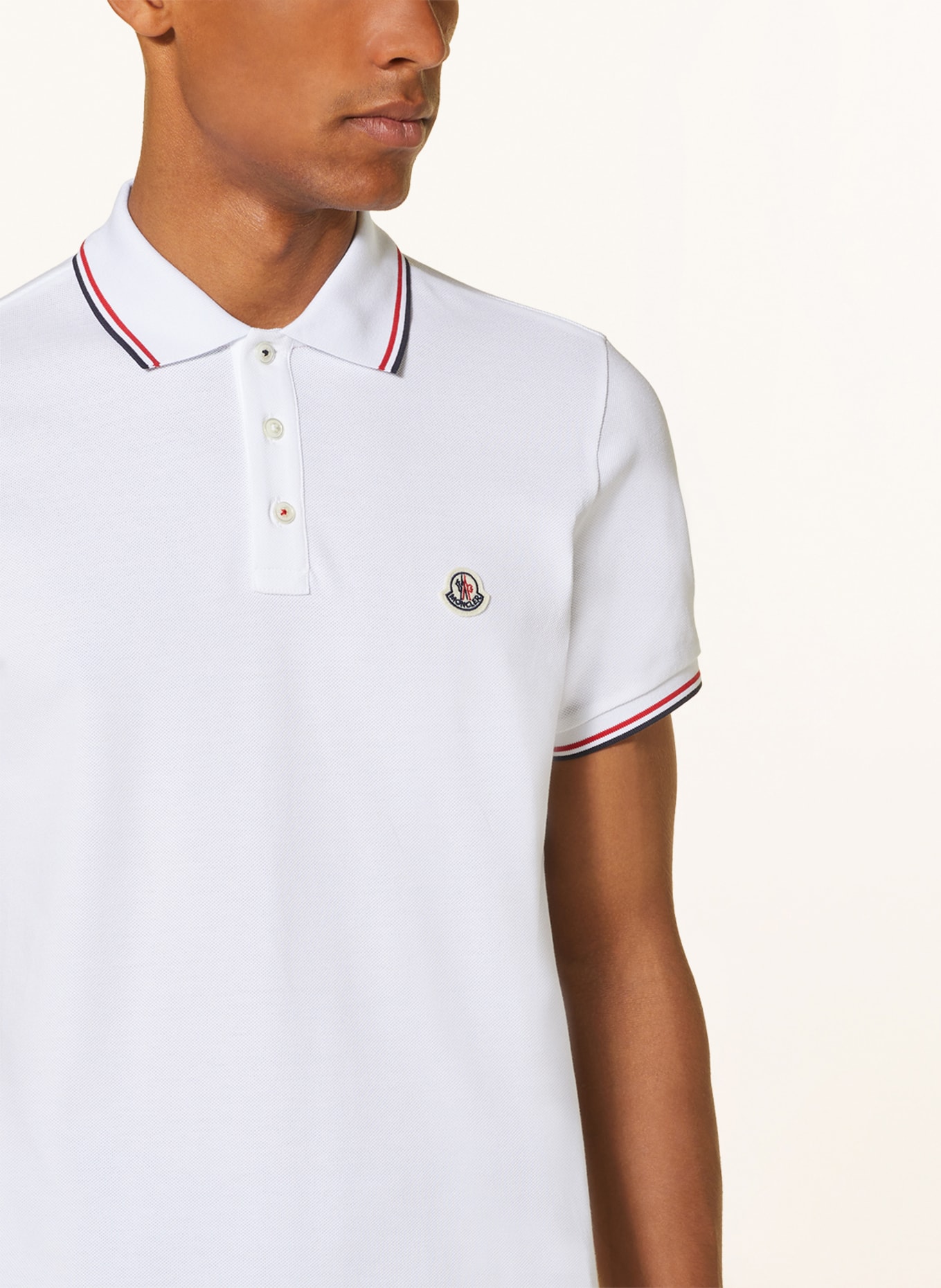 MONCLER Piqué polo shirt, Color: WHITE (Image 4)