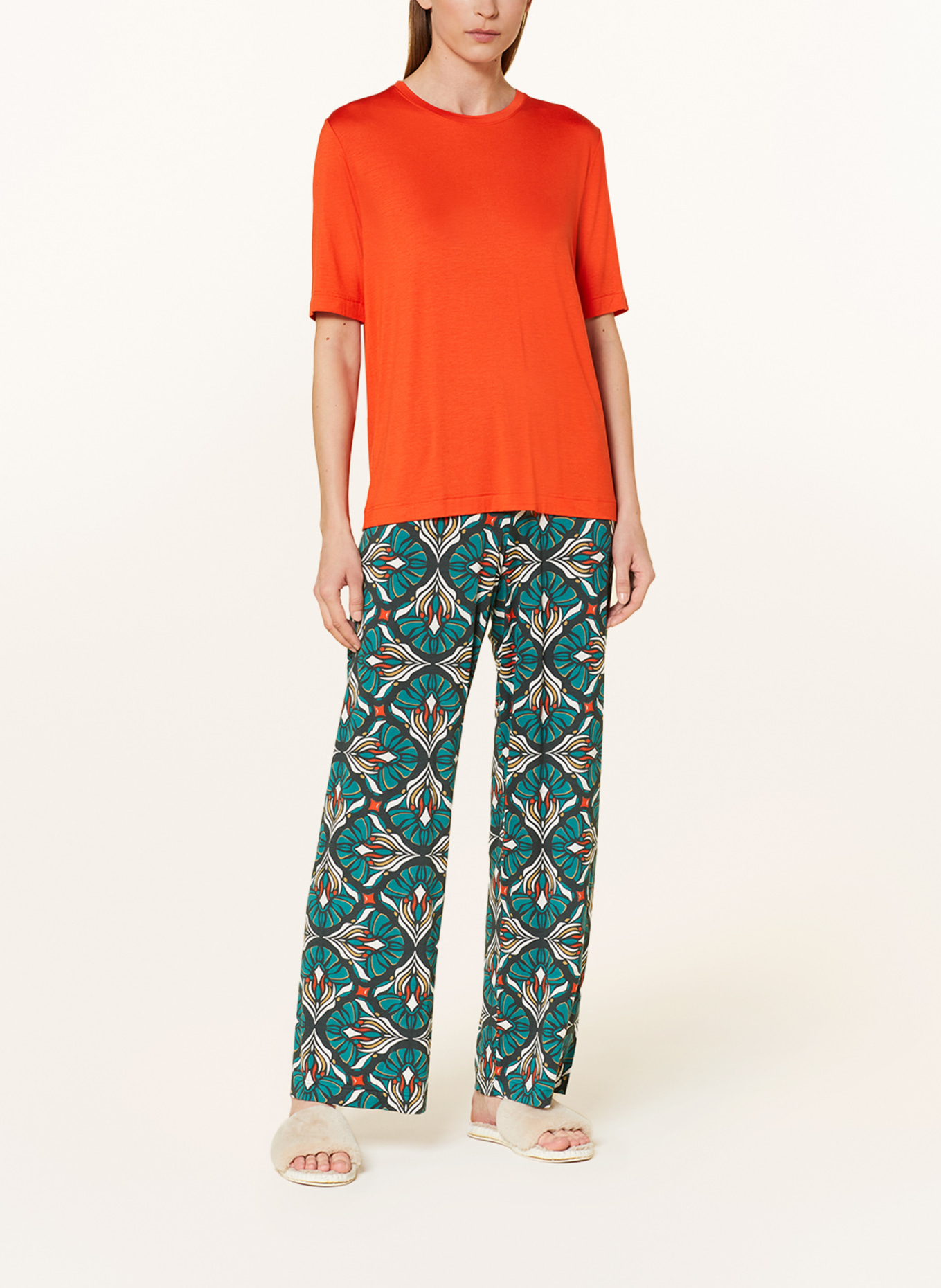mey Pajama pants series LEE, Color: WHITE/ ORANGE/ TEAL (Image 2)