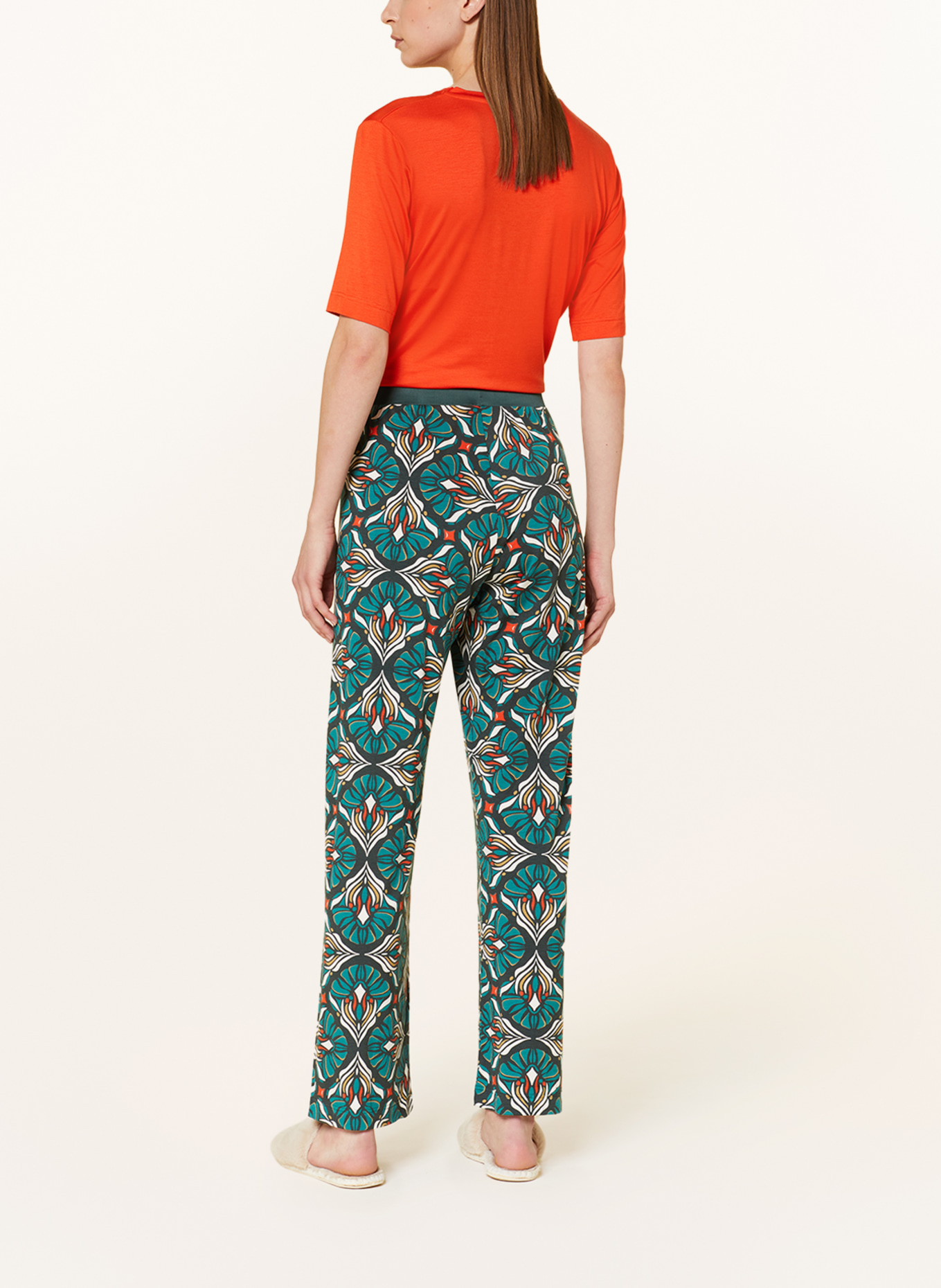 mey Pajama pants series LEE, Color: WHITE/ ORANGE/ TEAL (Image 3)