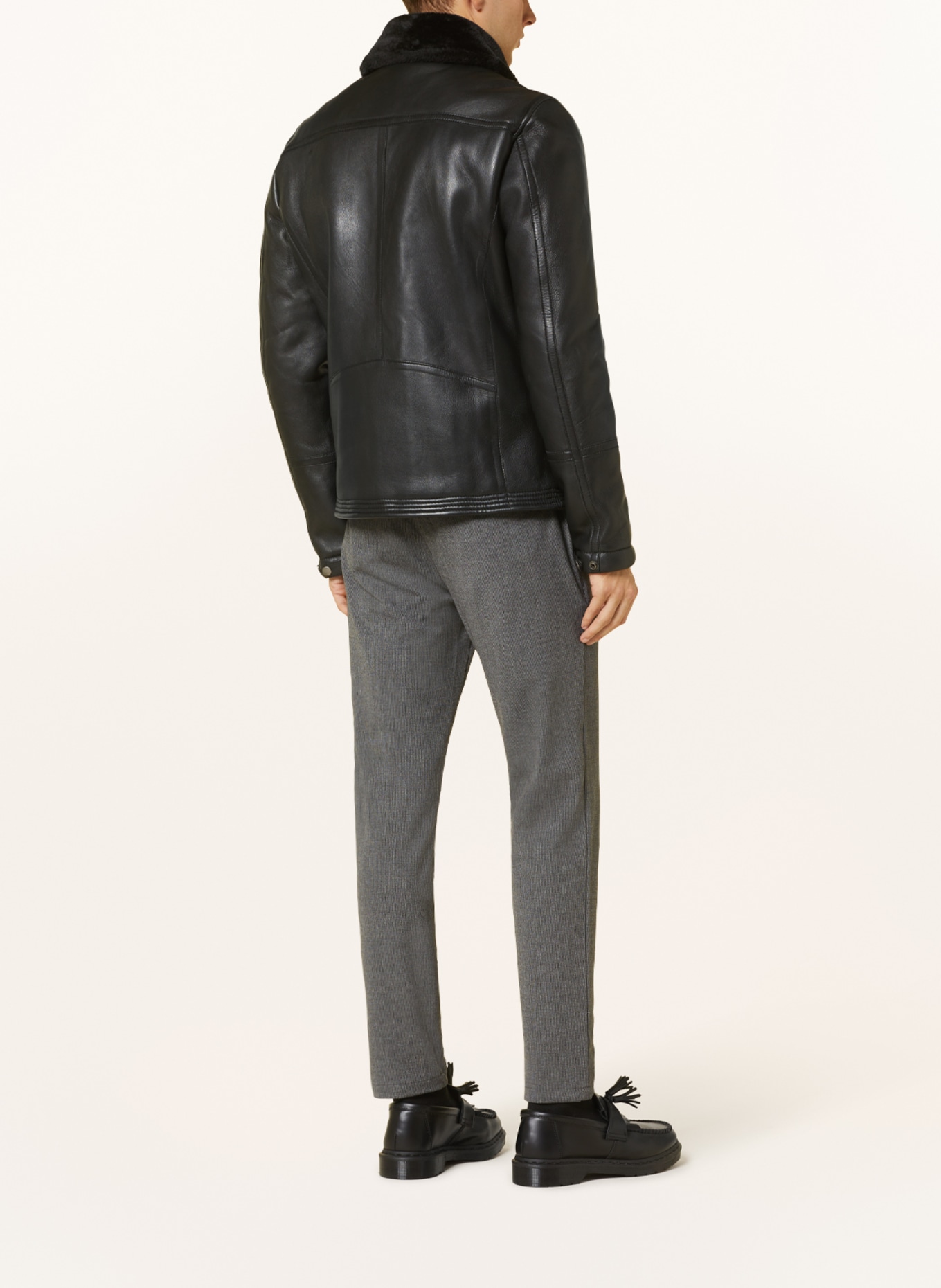 goosecraft Leather jacket APOLLO with faux fur, Color: BLACK (Image 3)
