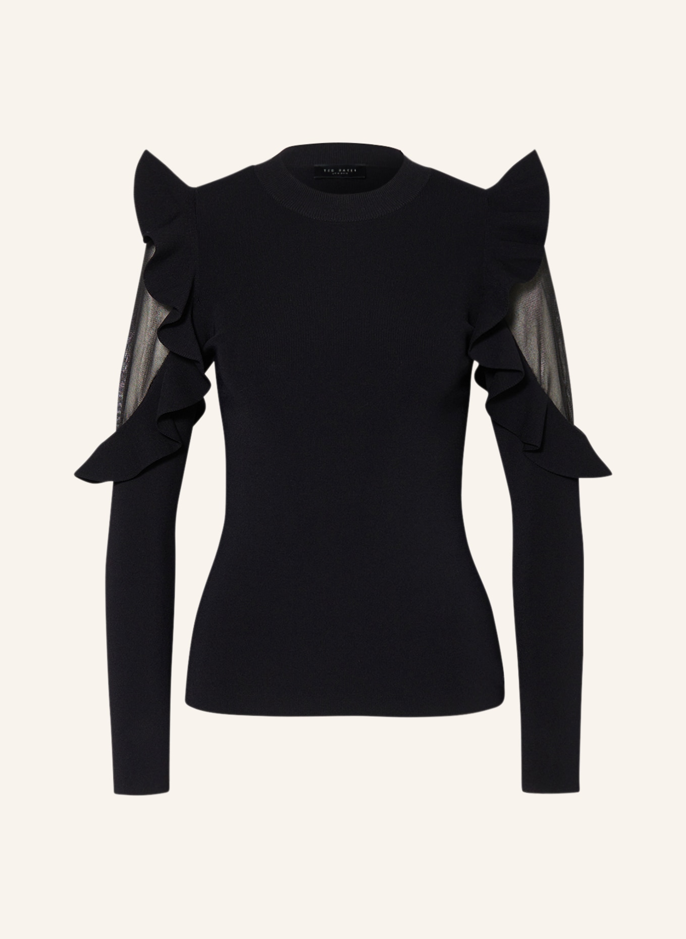 TED BAKER Sweater FLORAAS with ruffles, Color: BLACK (Image 1)