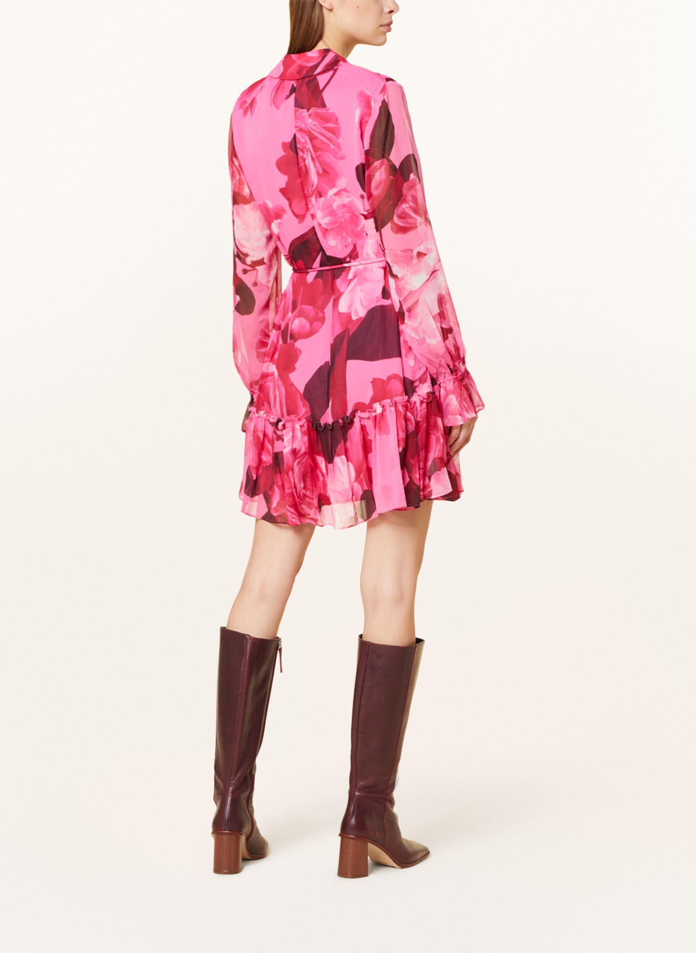 TED BAKER Kleid JJOJJO mit Schmuckseinen und Volants, Farbe: PINK/ DUNKELROT/ HELLROSA (Bild 3)