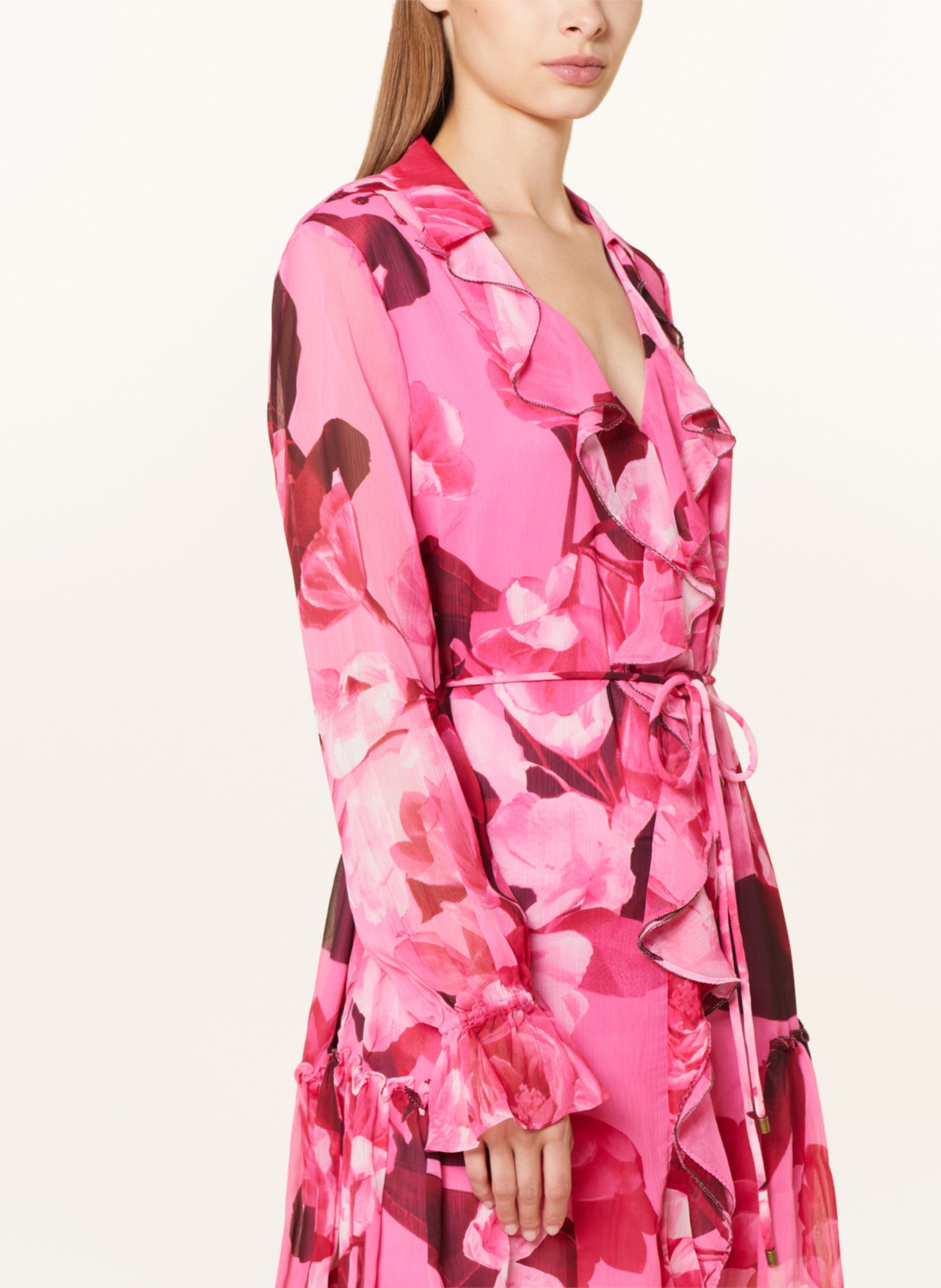 TED BAKER Kleid JJOJJO mit Schmuckseinen und Volants, Farbe: PINK/ DUNKELROT/ HELLROSA (Bild 4)