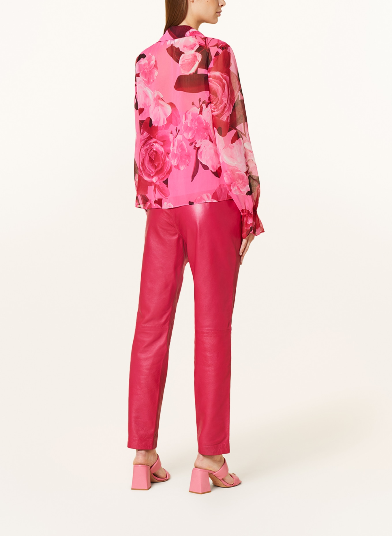 TED BAKER Blusenshirt LUUCIIE mit Schmucksteinen und Volants in pink/  dunkelrot/ rosa