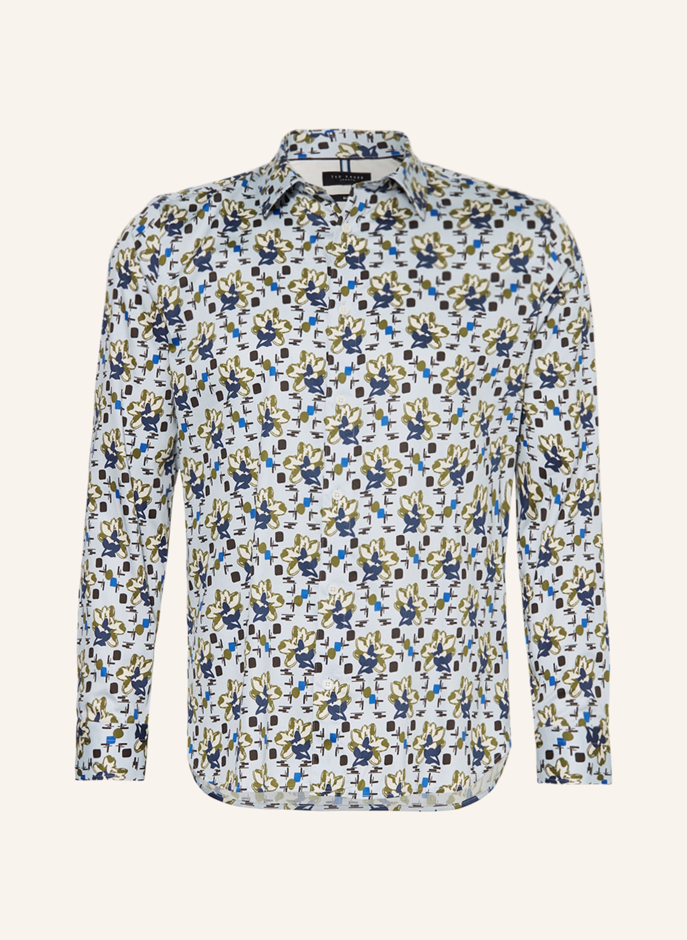 TED BAKER Shirt ARIGNA slim fit in light blue olive black
