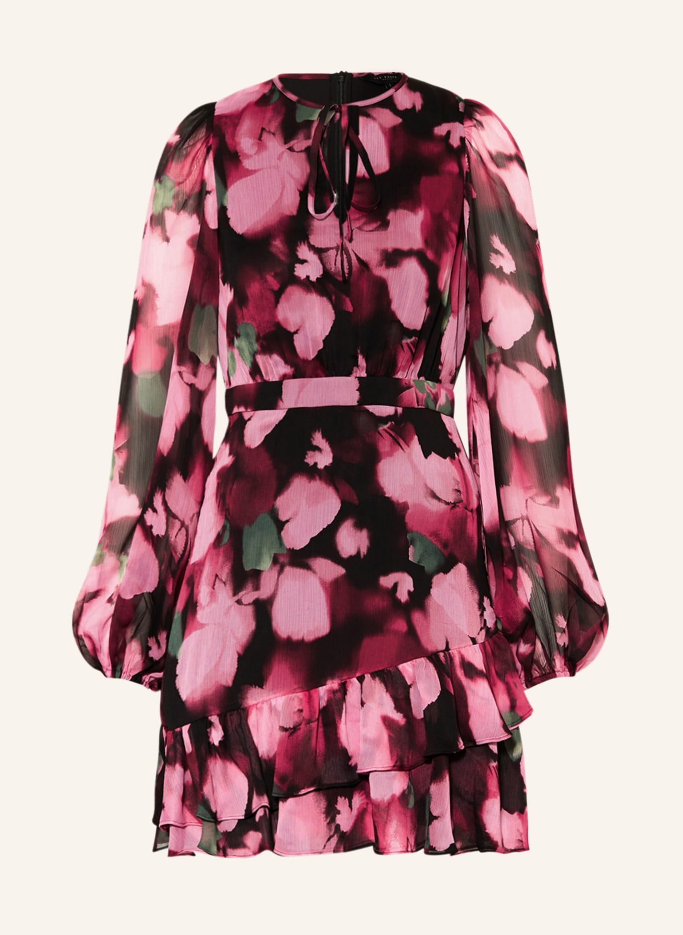 TED BAKER Kleid GRAYDA mit Rüschen in pink/ schwarz/ grün