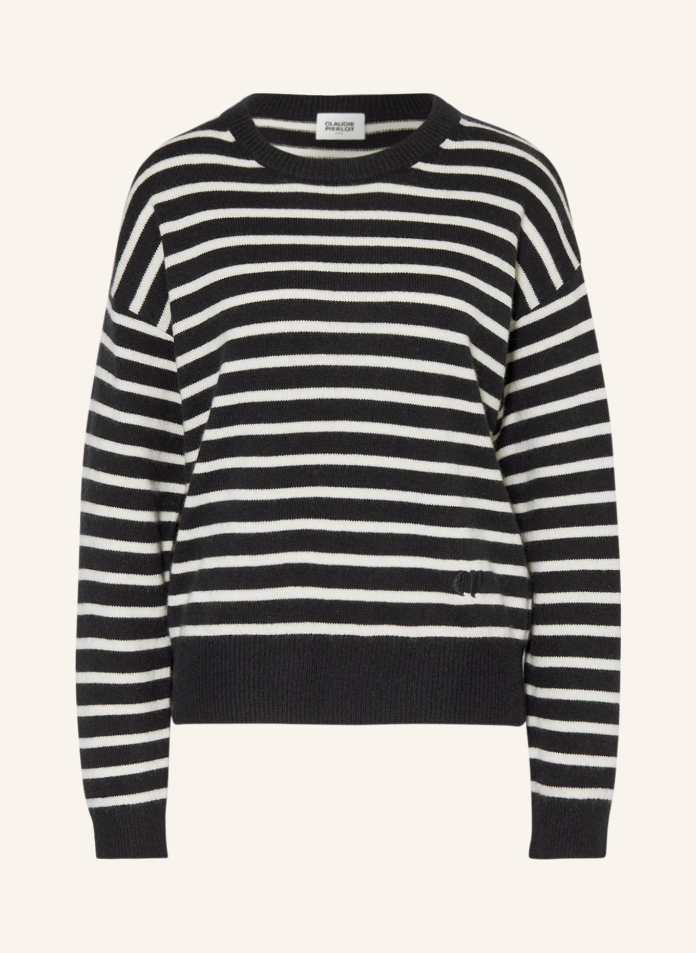 CLAUDIE PIERLOT Cashmere-Pullover, Farbe: DUNKELBLAU/ WEISS (Bild 1)