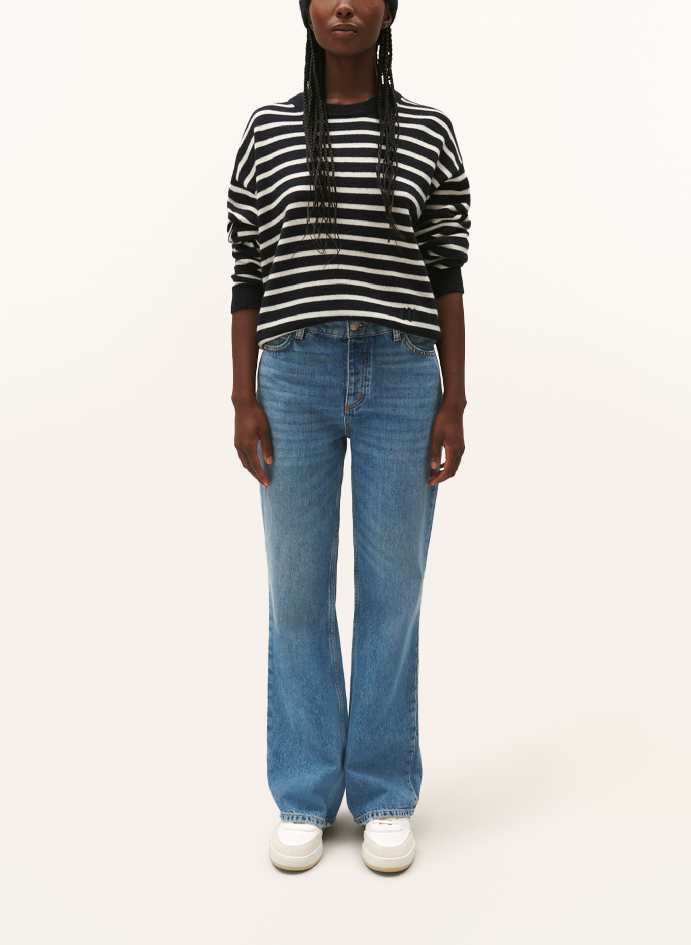 CLAUDIE PIERLOT Cashmere-Pullover, Farbe: DUNKELBLAU/ WEISS (Bild 2)