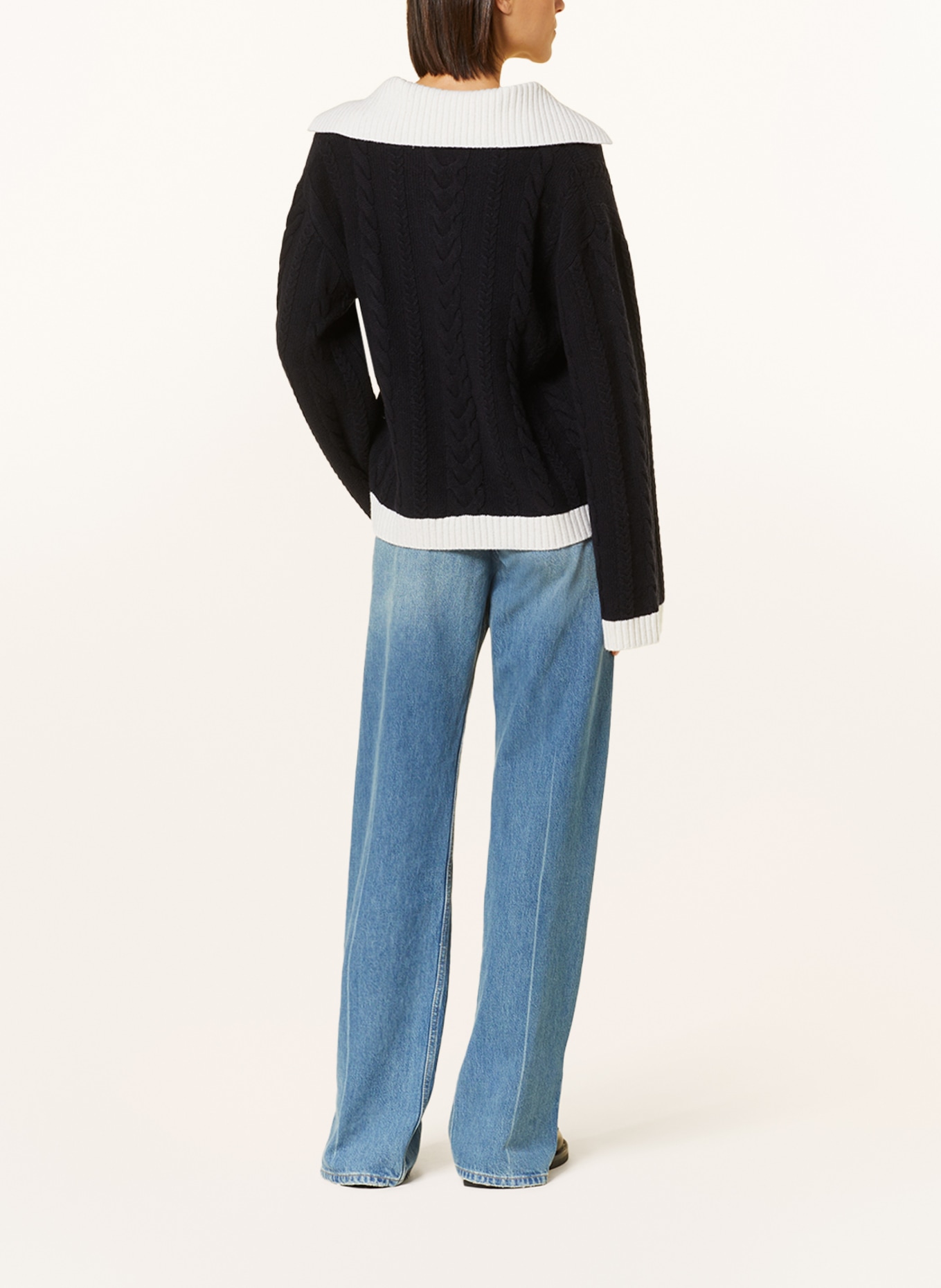 CLAUDIE PIERLOT Pullover, Farbe: DUNKELBLAU/ WEISS (Bild 3)