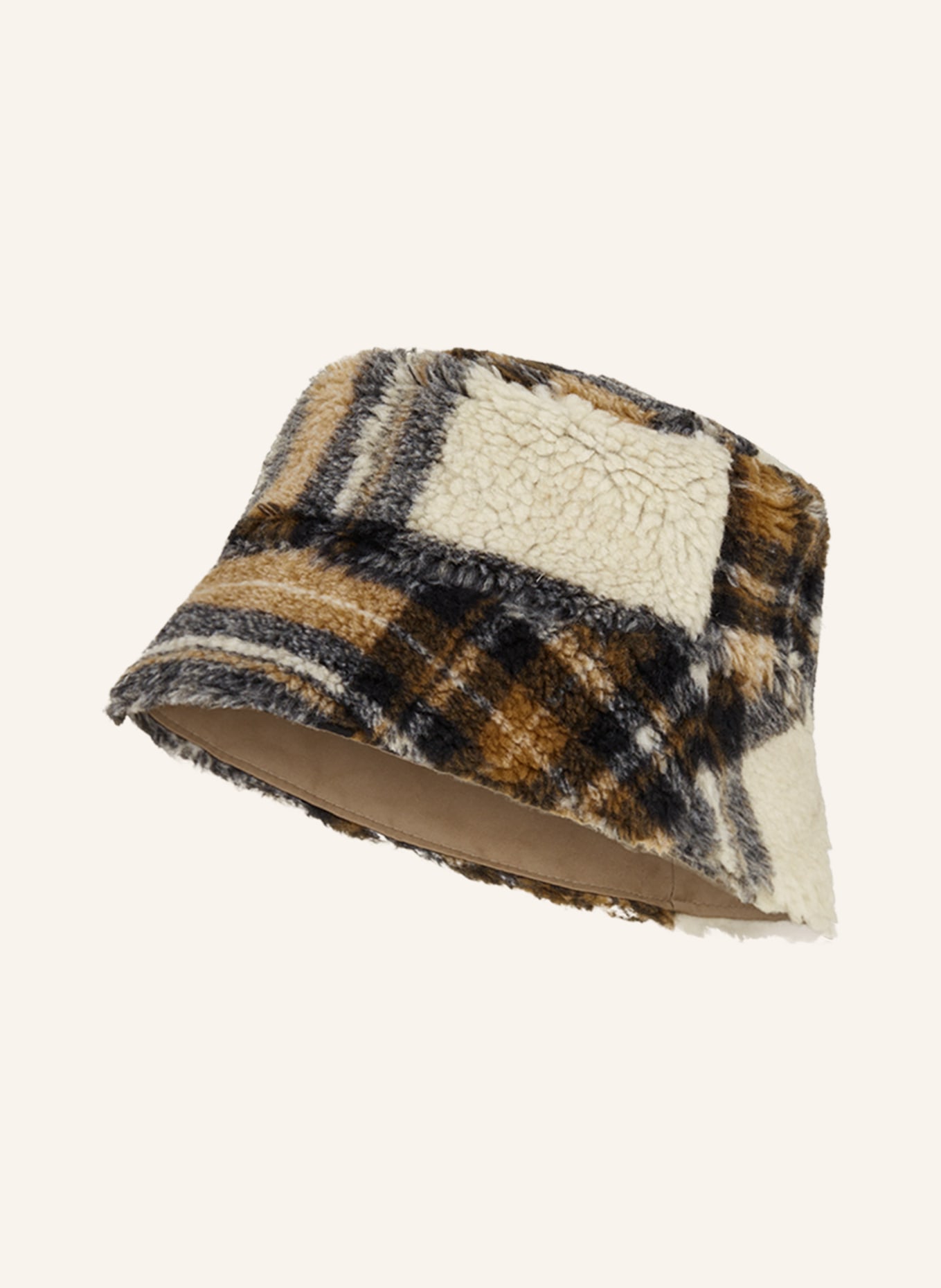 búho Bucket-Hat aus Teddyfell, Farbe: HELLBRAUN/ SCHWARZ/ BRAUN (Bild 1)
