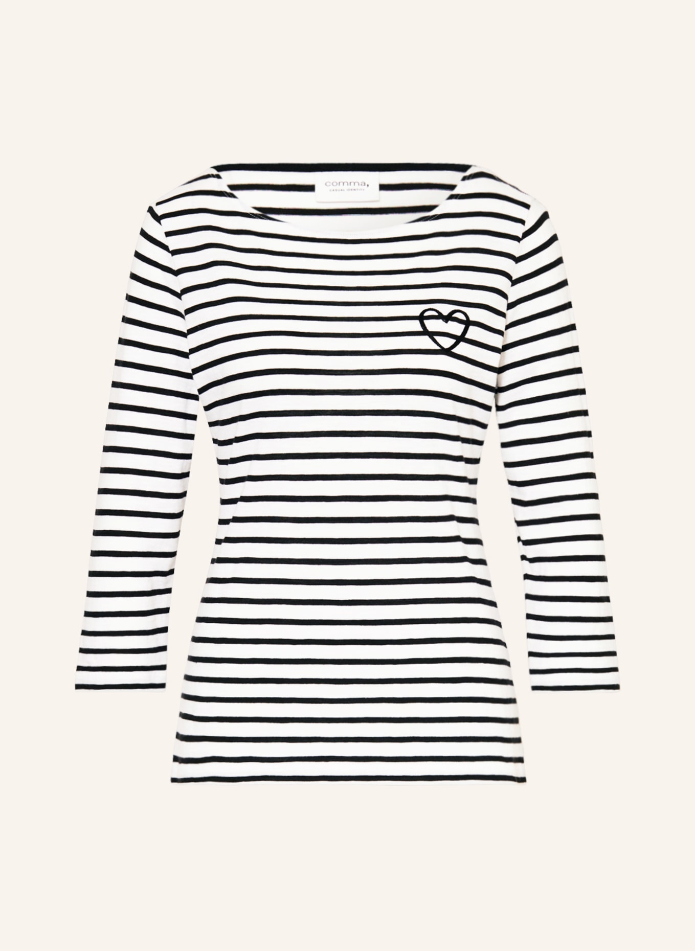 comma casual identity Shirt mit 3/4-Arm, Farbe: WEISS/ SCHWARZ (Bild 1)