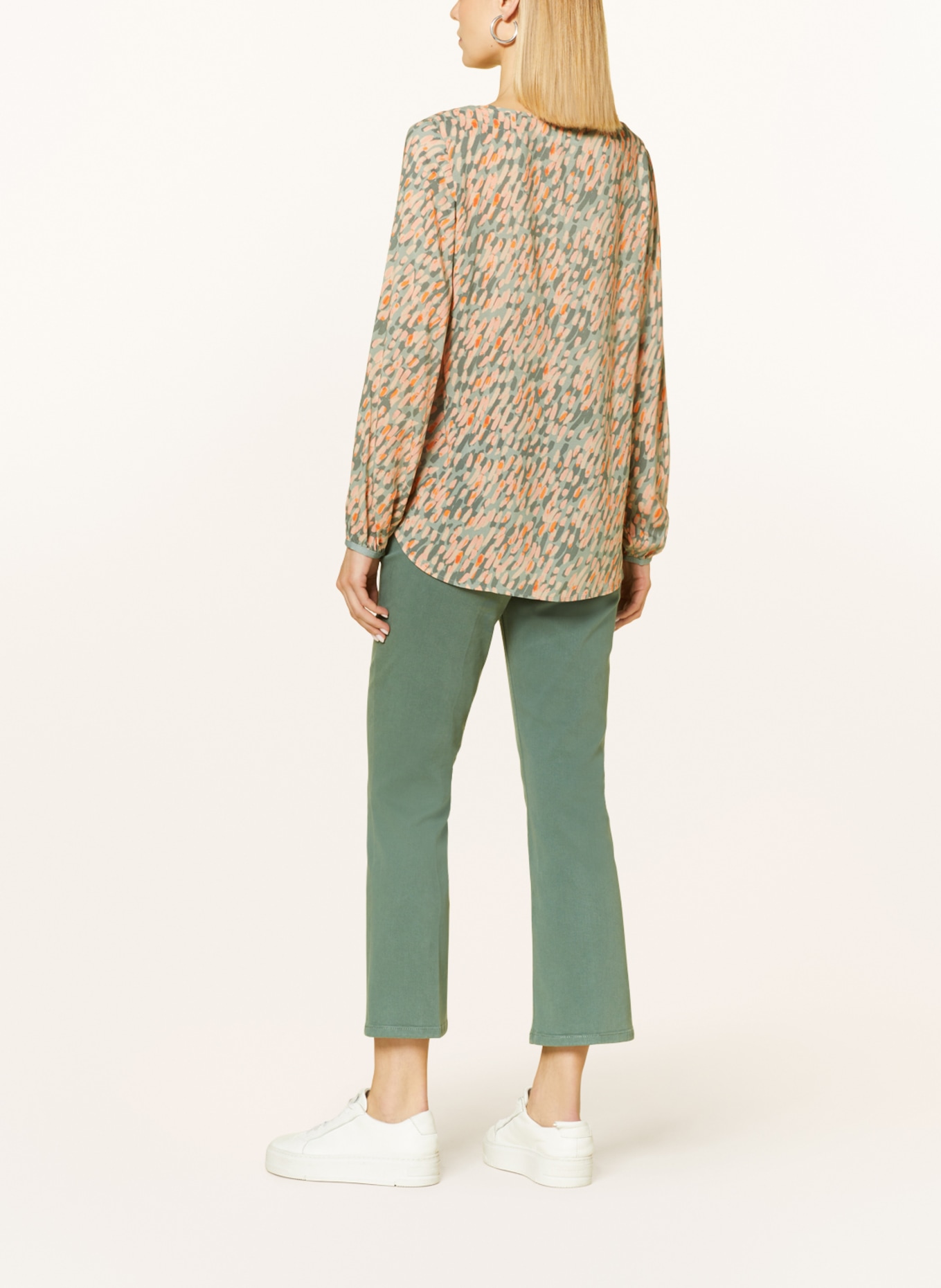 comma casual identity Shirt blouse, Color: LIGHT GREEN/ SALMON/ LIGHT ORANGE (Image 3)